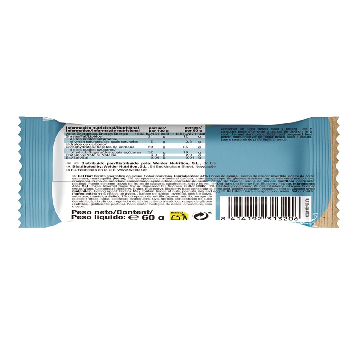 Oat Bar Blueberry 60G Weider 2