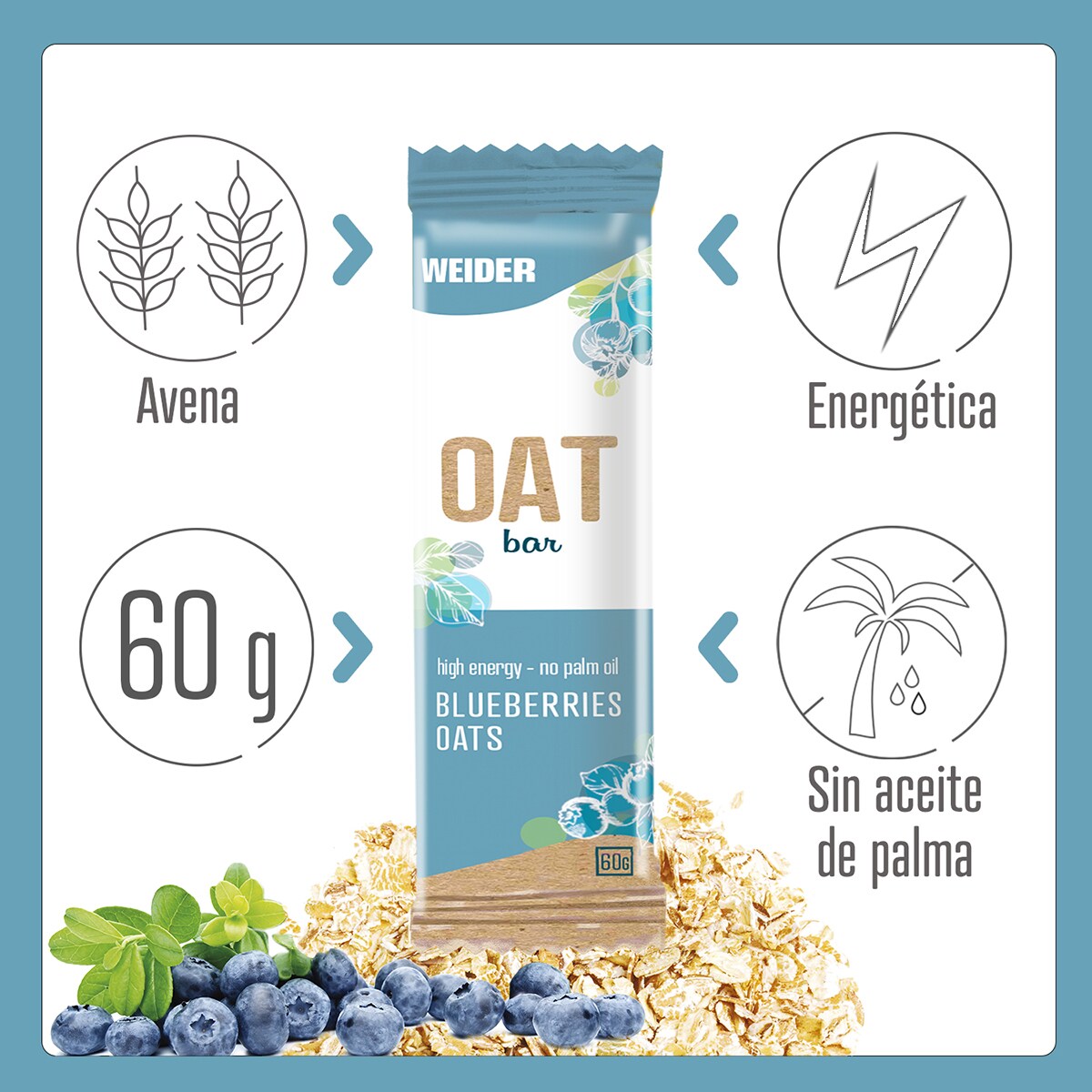 Oat Bar Blueberry 60G Weider 3