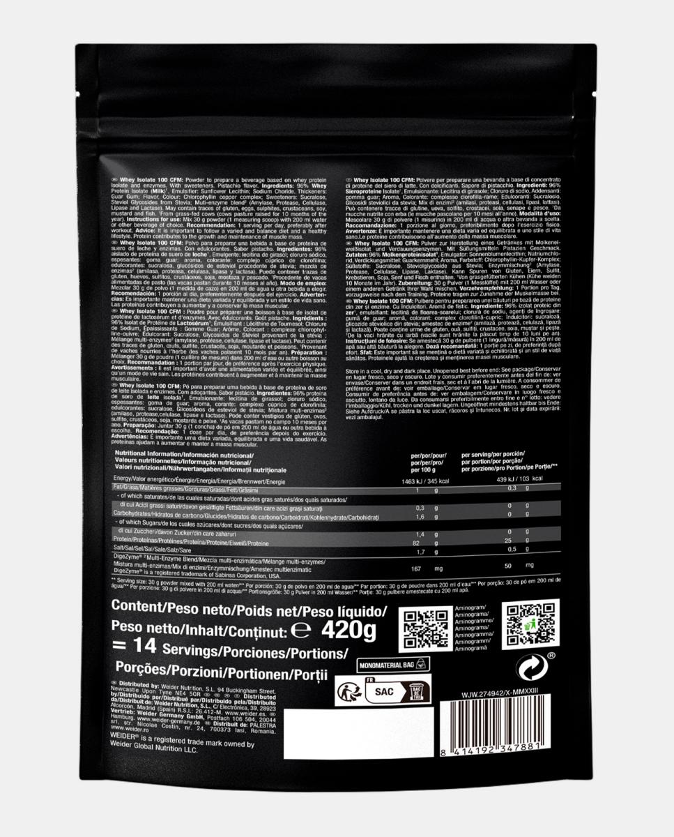 Proteína Isolate Whey 100 Cfm 420G Pistacho Weider Preto-2