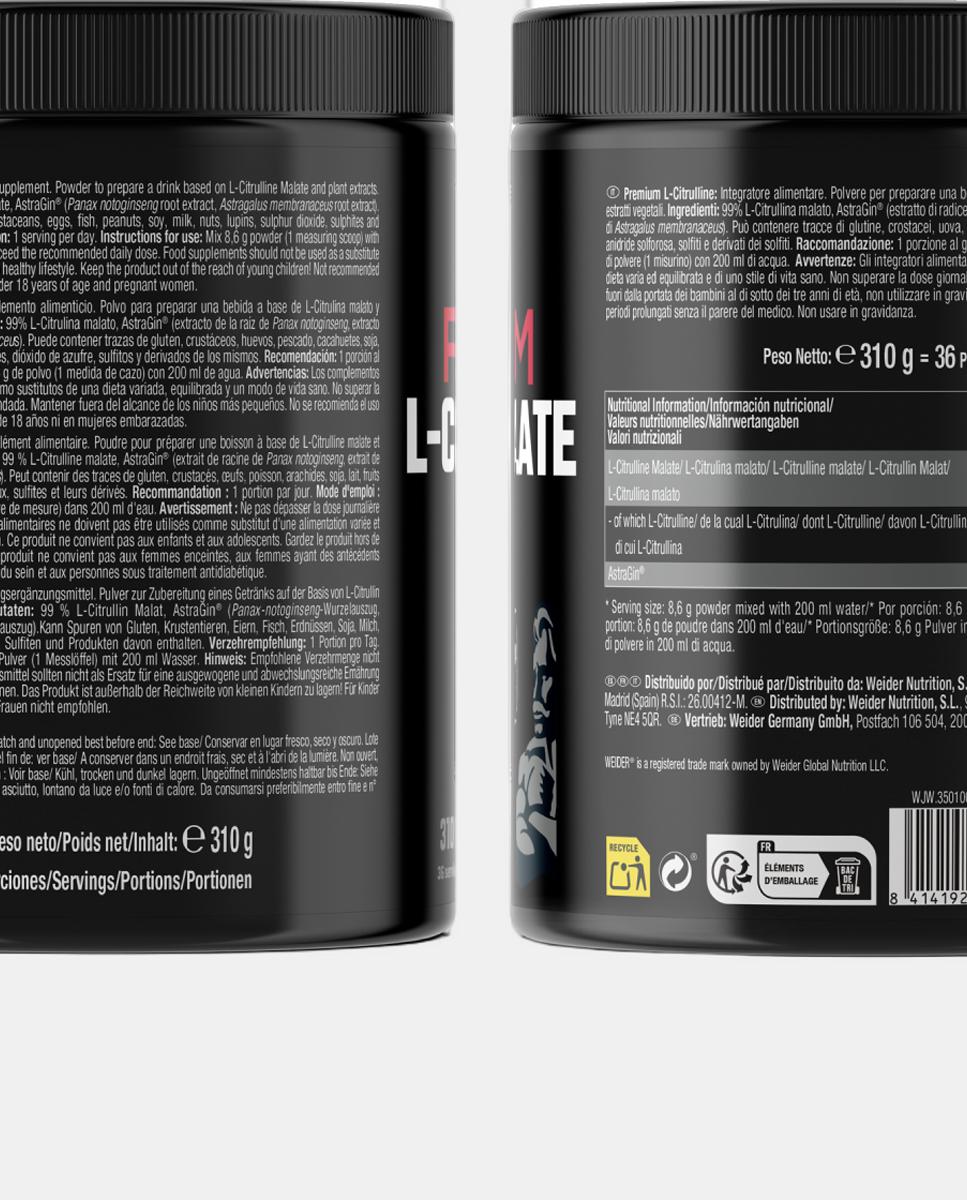 Premium L-Citrulline 310G Weider Preto-2