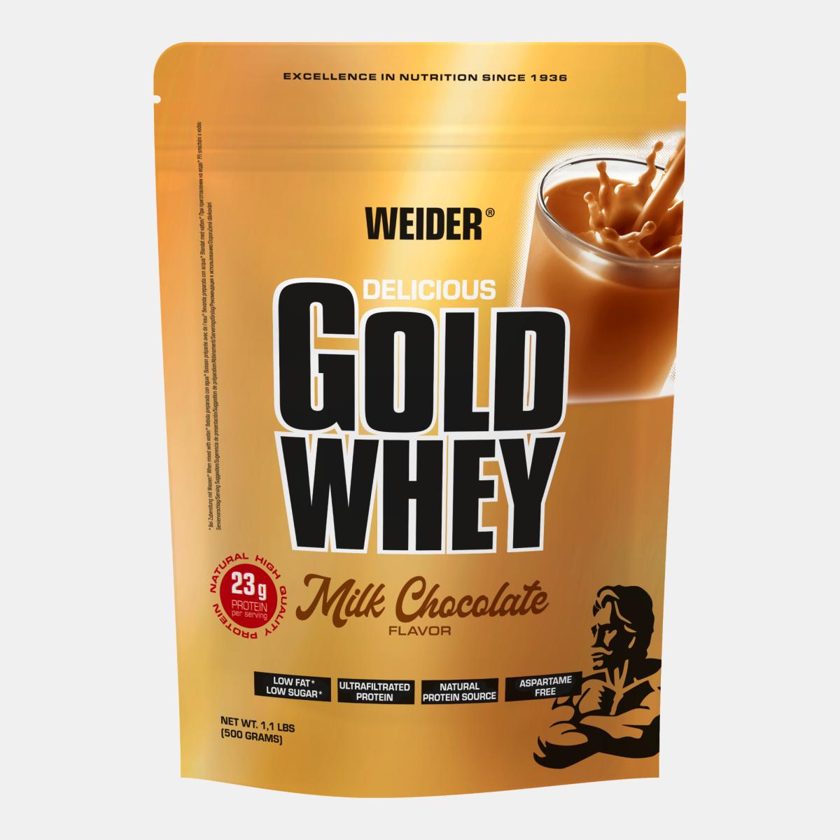 Imagem 0 de Proteína concentrada de soro de leite, GOLD WHEY 500 GRS CHOCOLATE da Weider