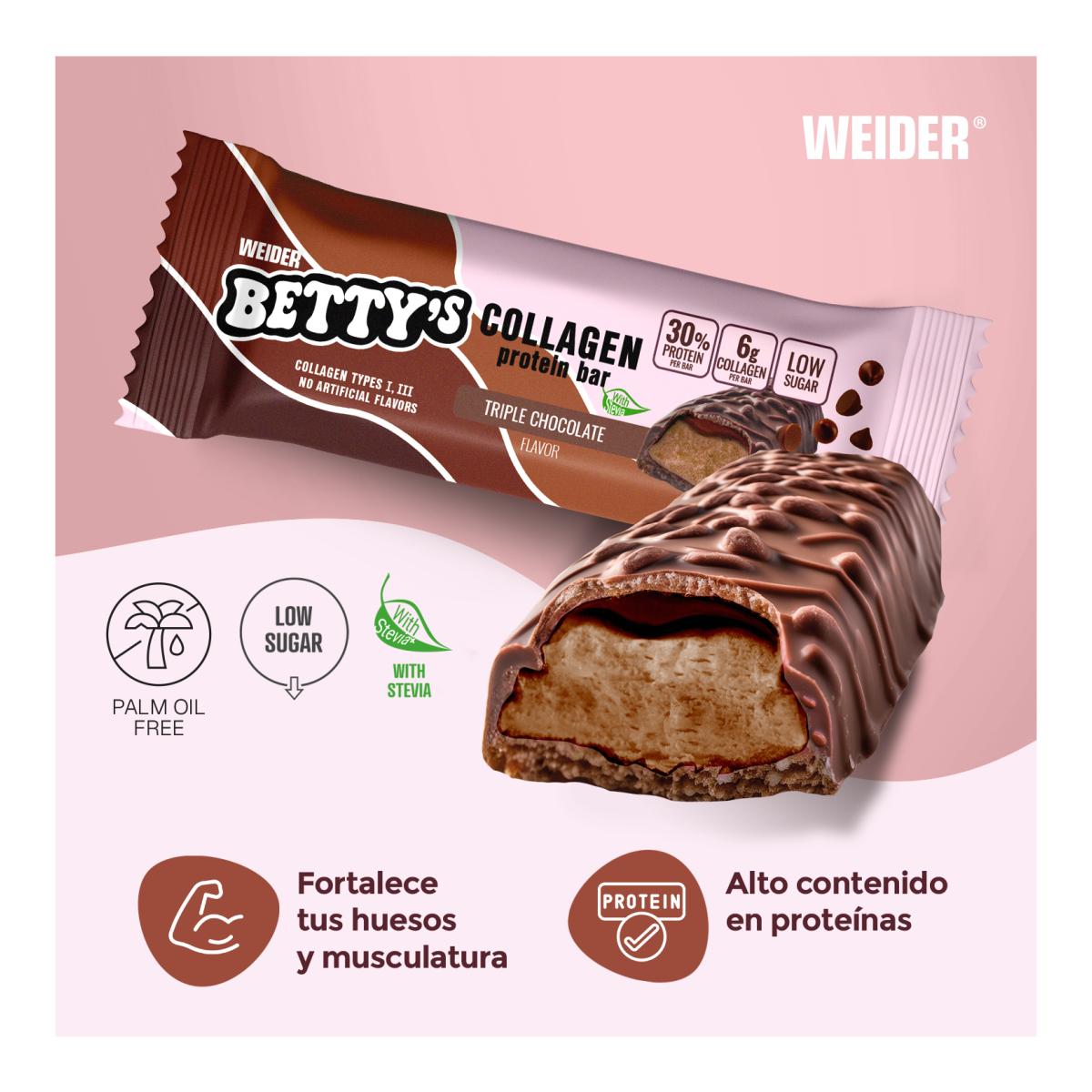 Barrita de colagénio rica em proteínas BETTY'S COLLAGEN PROTEIN BAR de WEIDER Castanho-4