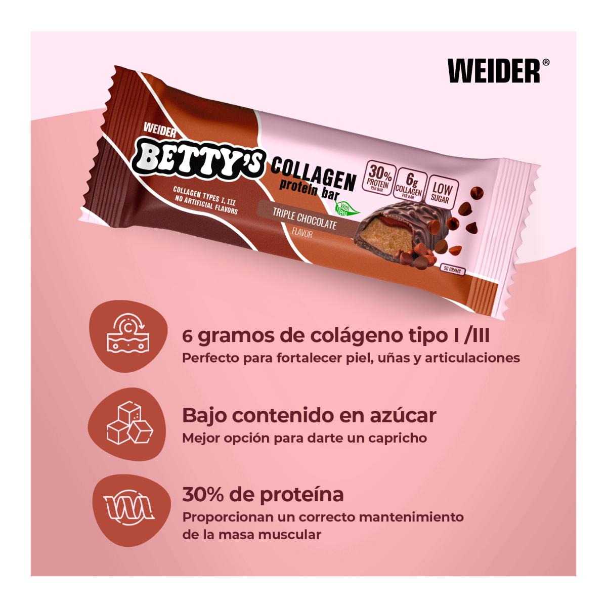 Barrita de colagénio rica em proteínas BETTY'S COLLAGEN PROTEIN BAR de WEIDER Castanho-5