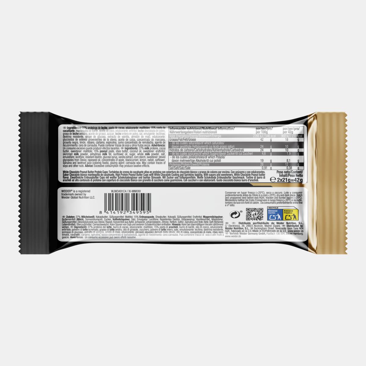 Tartelete com elevado teor proteico de Birthday Cake, PROTEIN PEANUT BUTTER CUPS BIRTHDAY CAKE da Weider Dourado-2