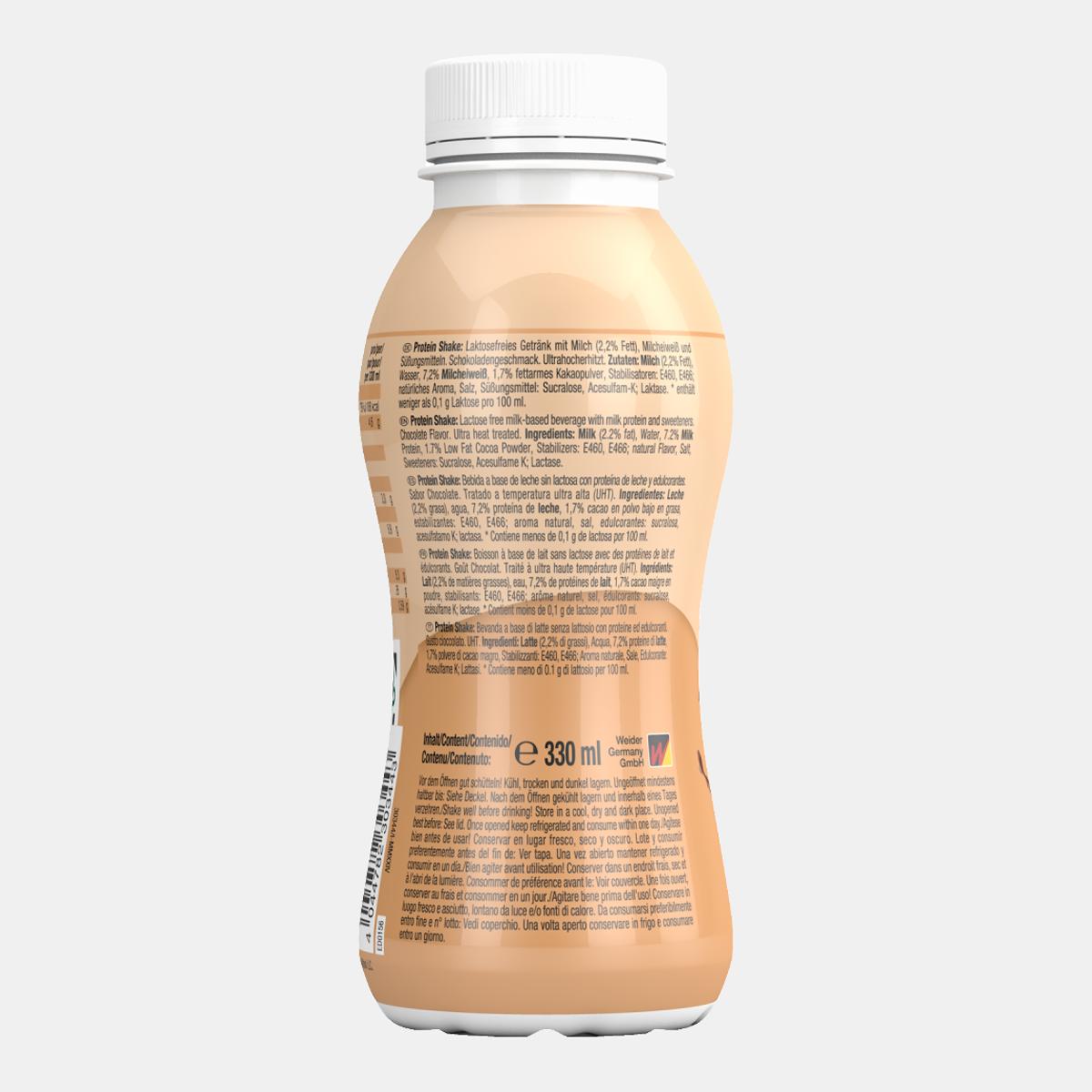 Batido de soro de leite sem lactose, PROTEIN SHAKE CHOCOLATE 330 ml da Weider Azul / Castanho-3