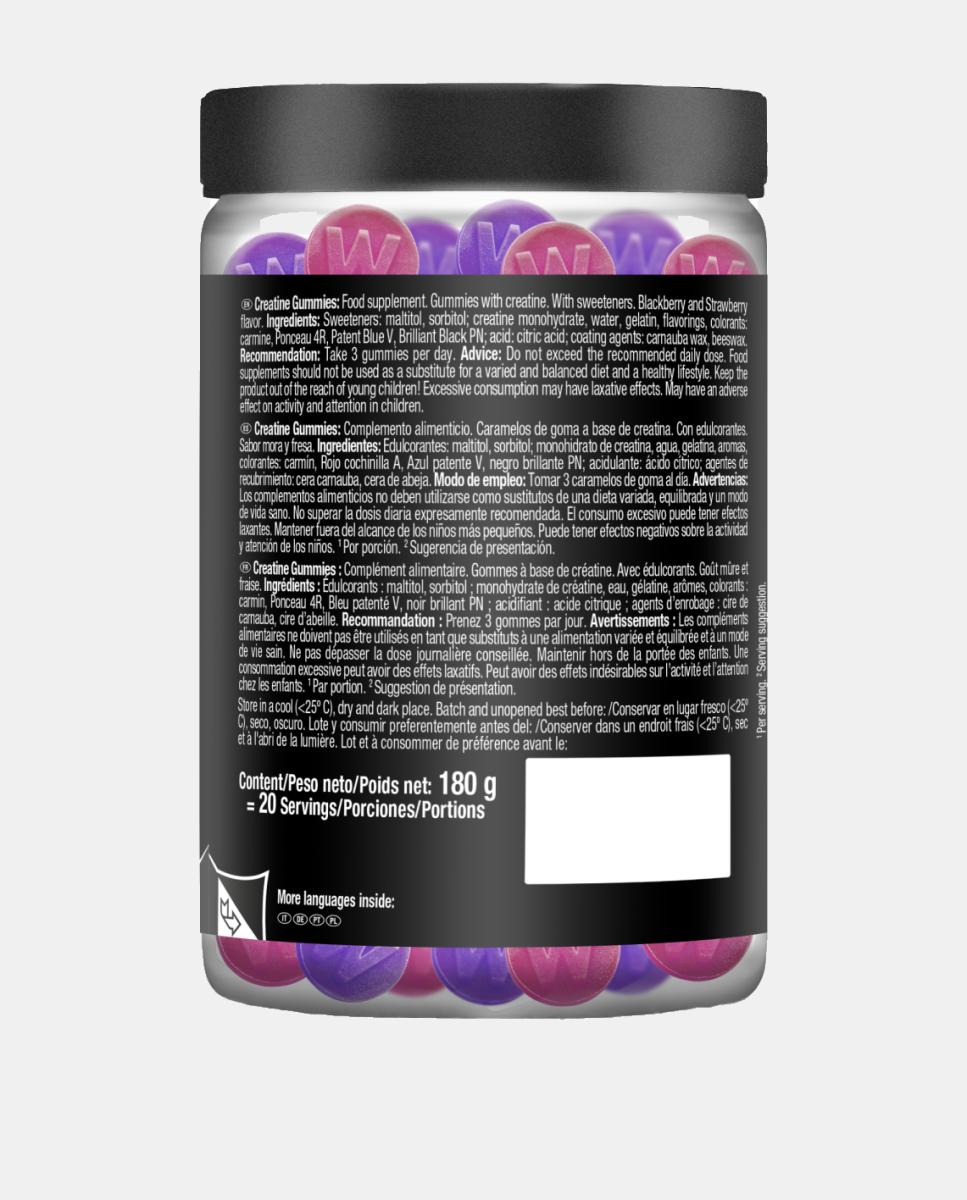 100% monohidrato de creatina 200 mesh em gomas, MICRONIZED CREATINE 200 MESH 60 GOMAS DE DOIS SABORES da Weider Roxo / Rosa-2