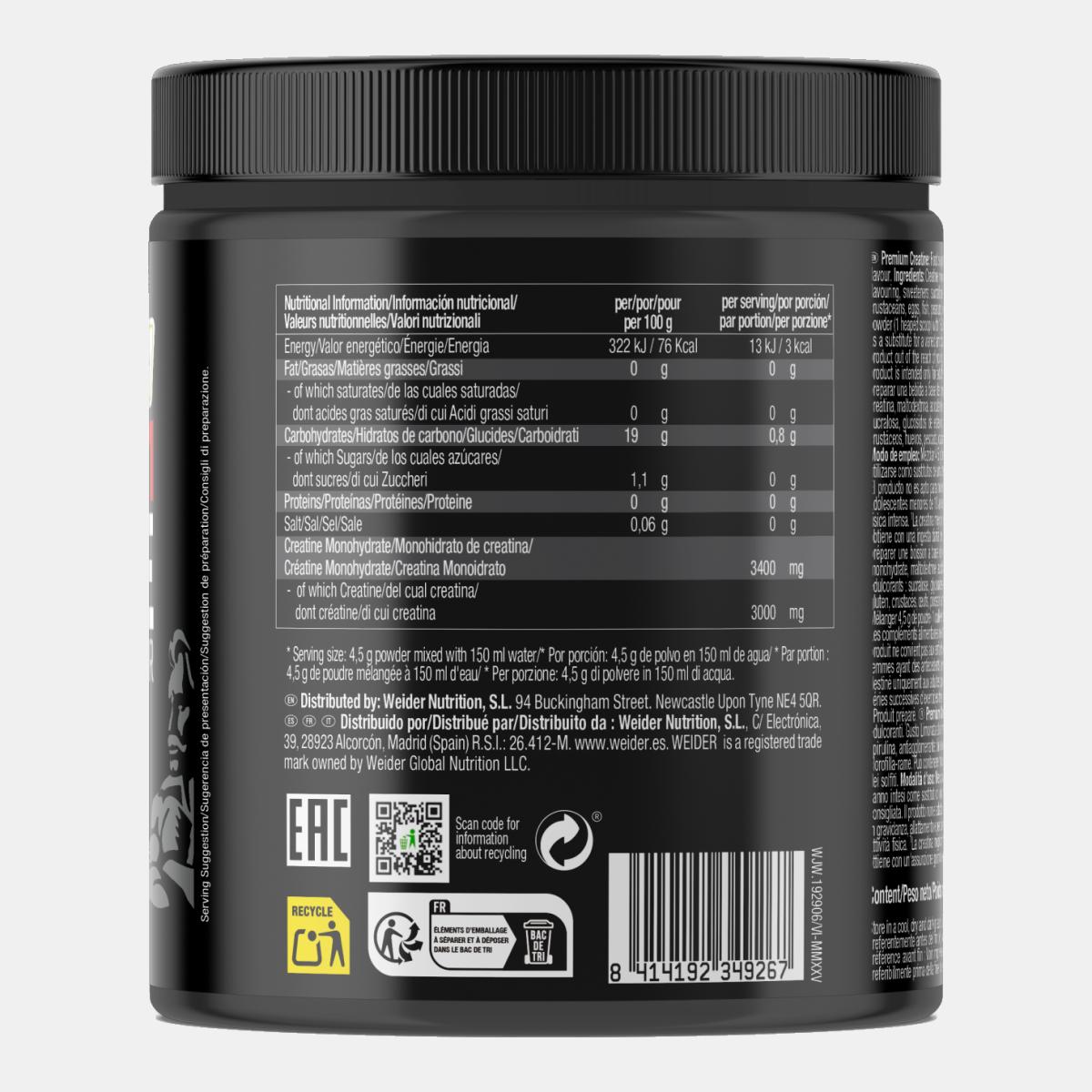Creatina monohidrato 100% Creapure Premium Creatine 375g Fresh Lemonade de Weider Vermelho-3