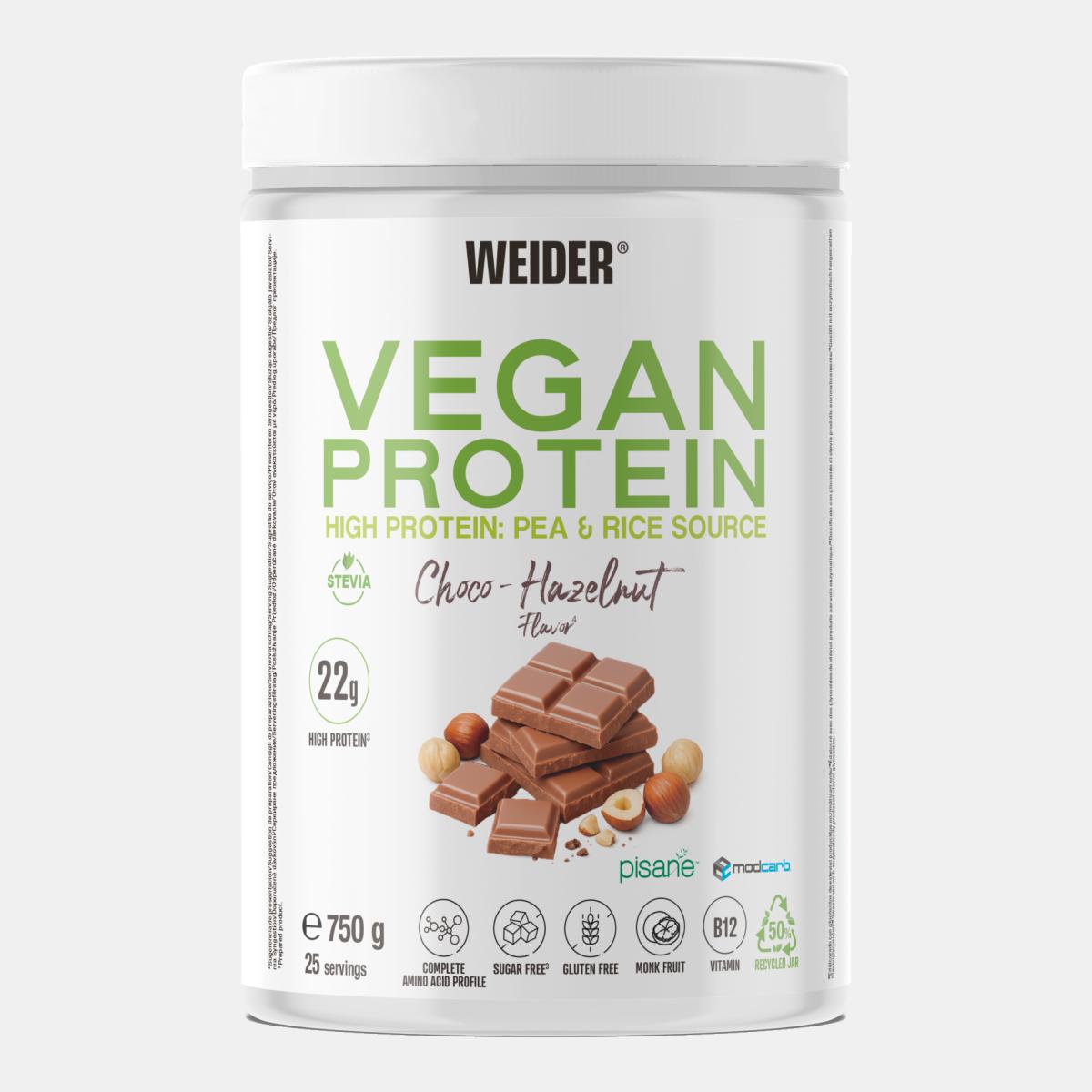 Imagem 0 de Proteína 100% vegetal à base de isolado de ervilha e concentrado de arroz, VEGAN PROTEIN 750G CHOCO HAZELNUT da Weider