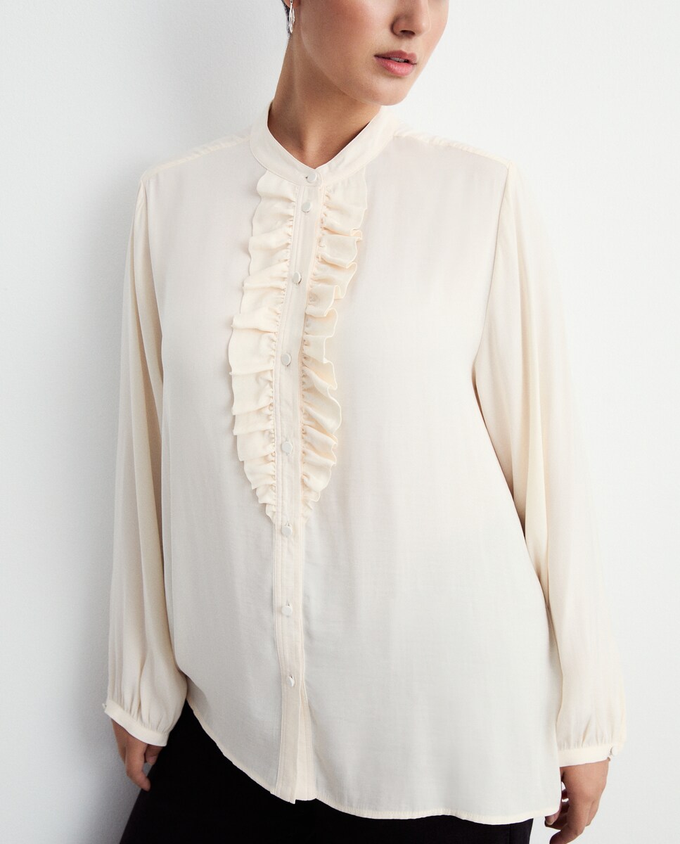 Blusa Lisa de Manga Comprida 120 Cru-3