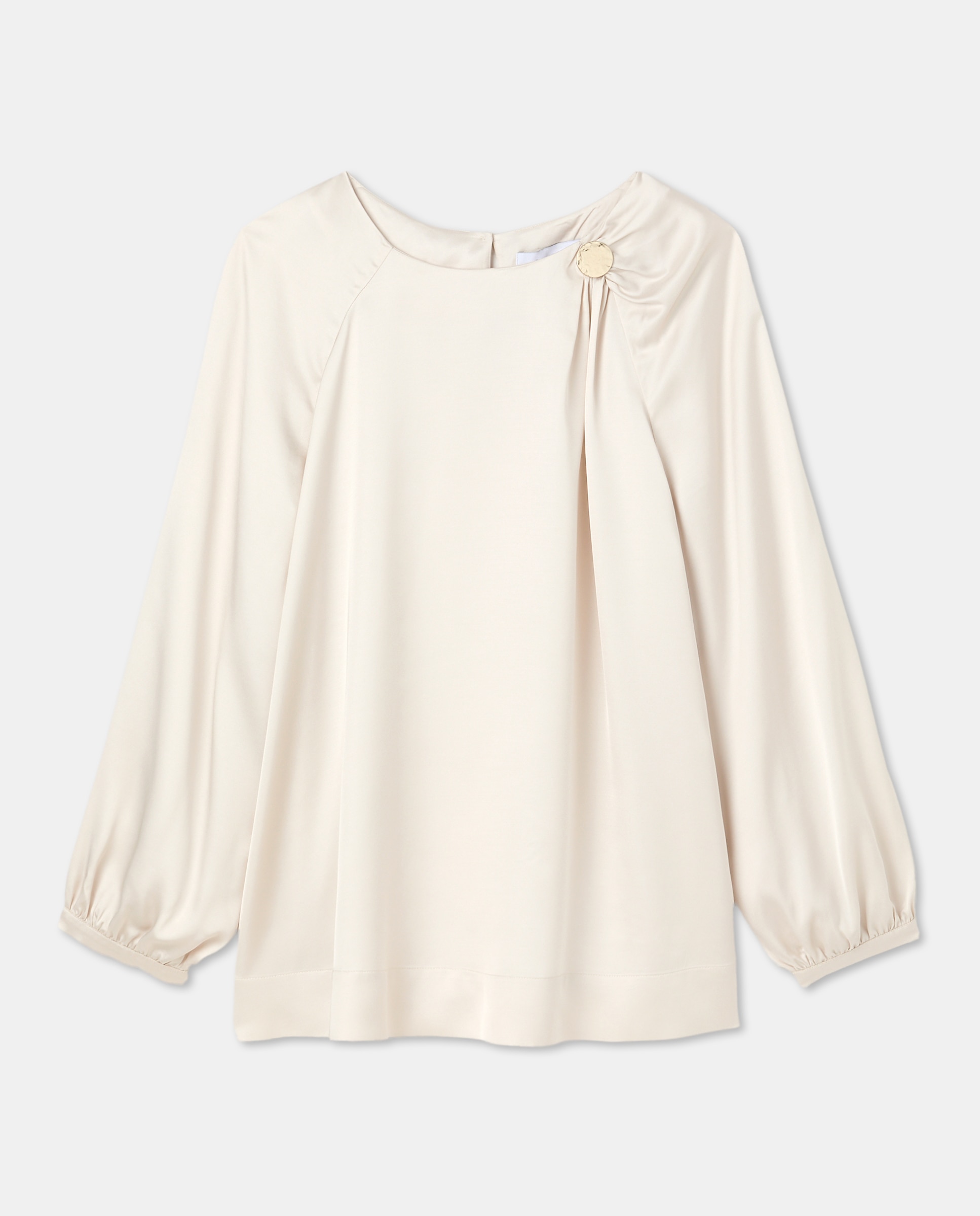 Blusa Acetinada com Detalhe de Botão Branco-marfim-4
