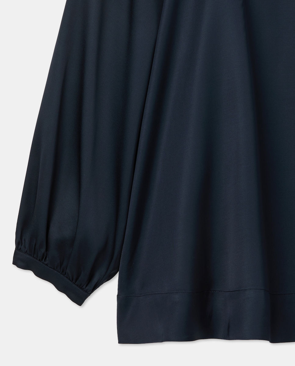 Blusa Lisa de Manga Comprida Azul-marinho-6