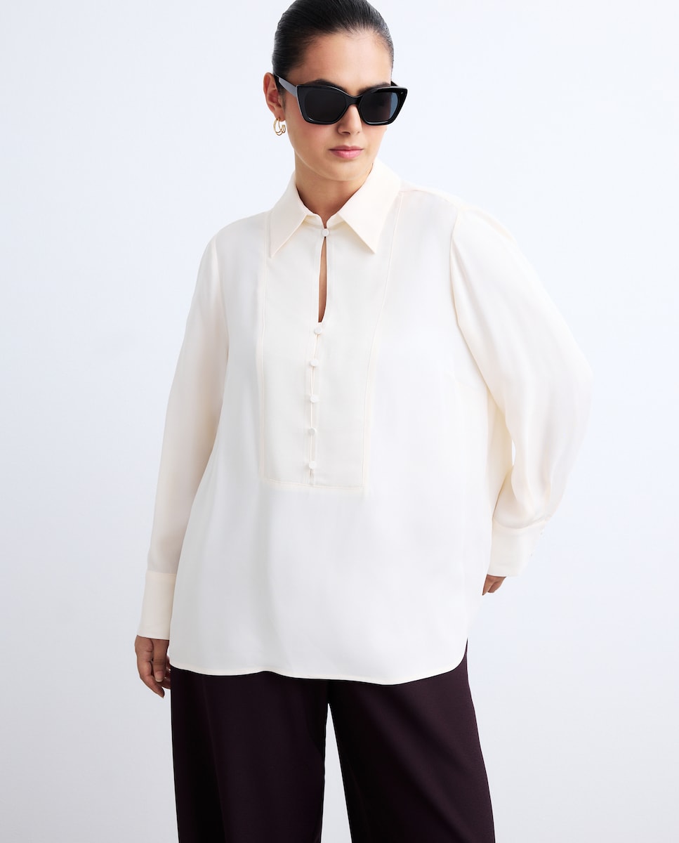 Blusa Lisa de Manga Comprida 120 Cru-1