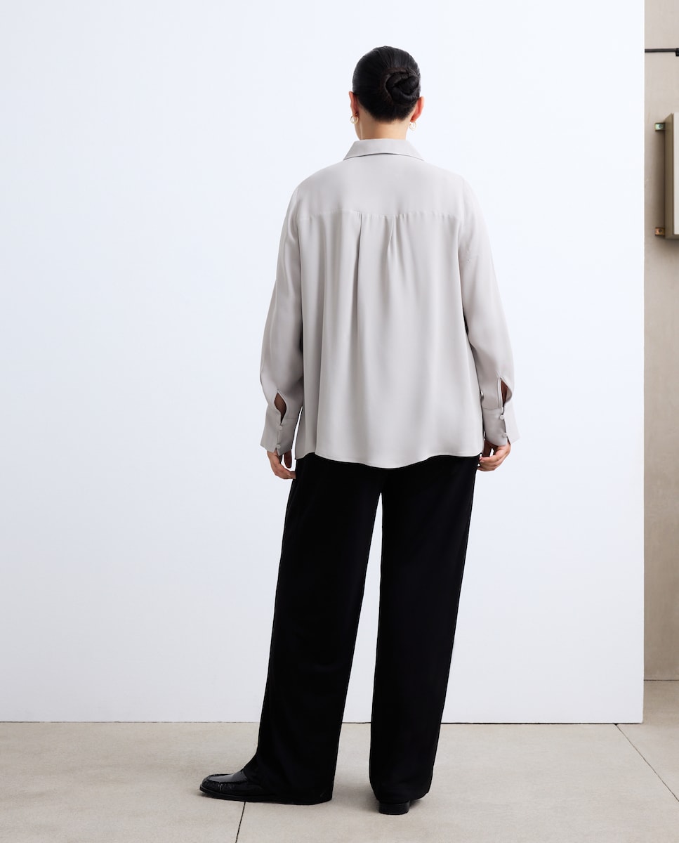 Blusa com Peitilho Grosgrain Pedra-3