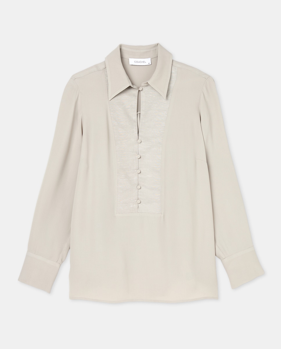 Blusa com Peitilho Grosgrain Pedra-4