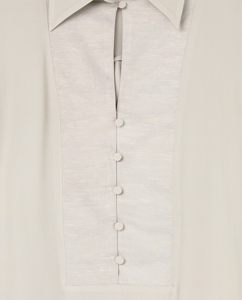 Blusa com Peitilho Grosgrain Pedra-5