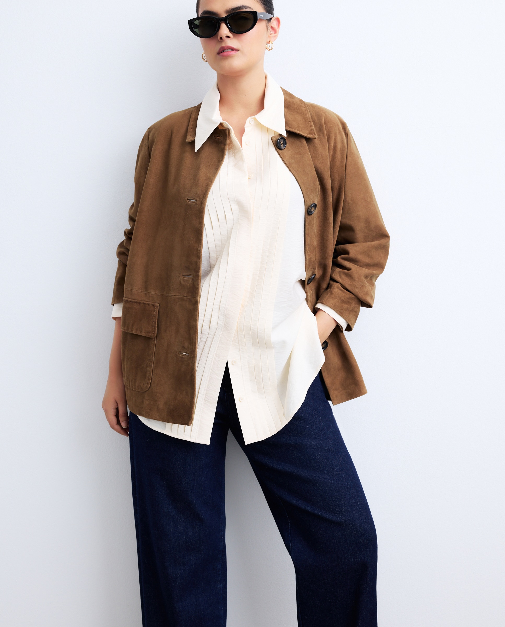 Blusa de Manga 3/4 Lisa Bege-1