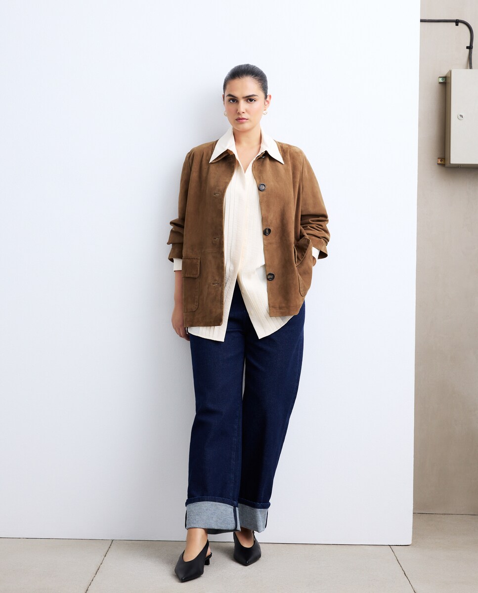 Camisa com Detalhe de Pregas Bege-3