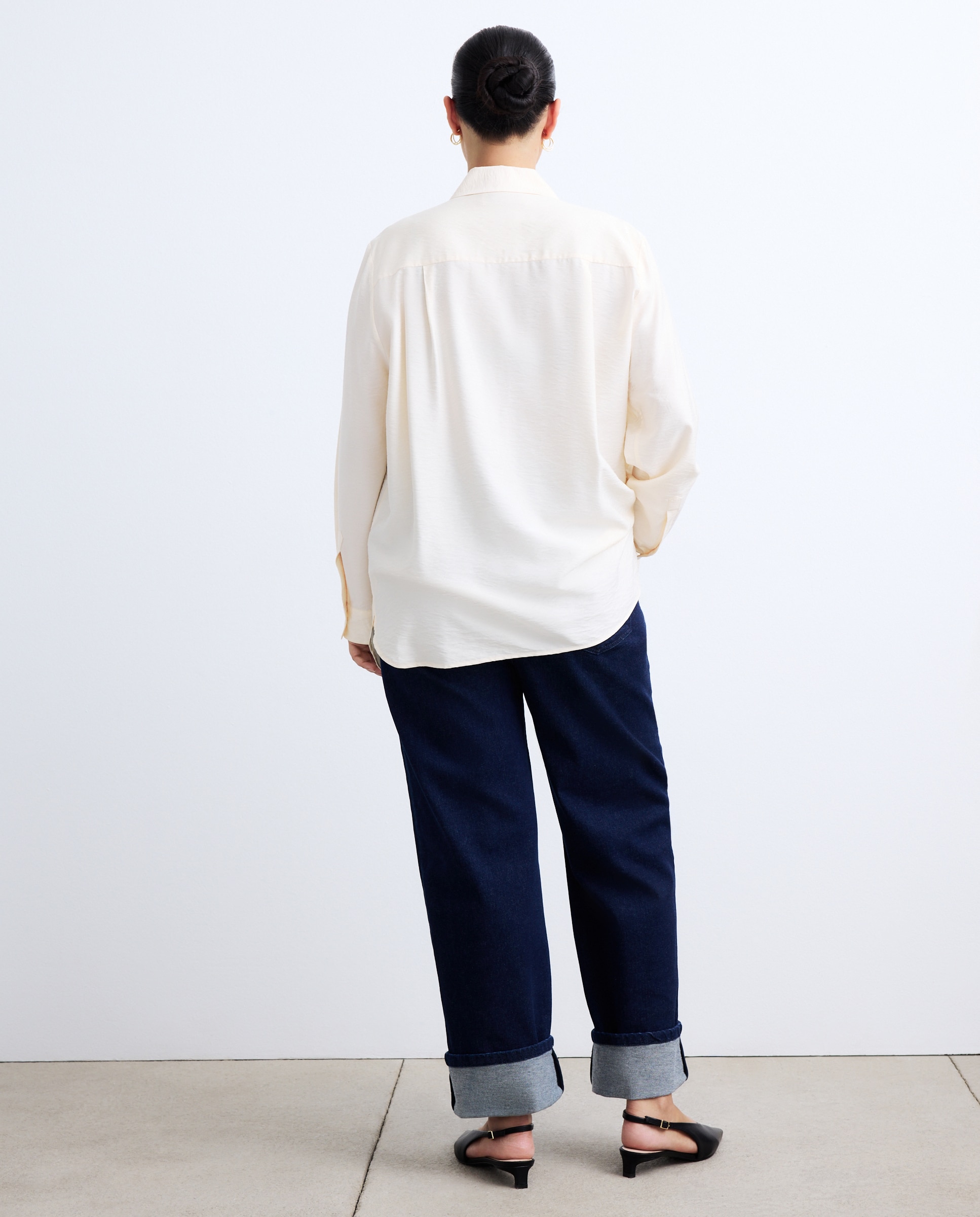 Blusa de Manga 3/4 Lisa Bege-4