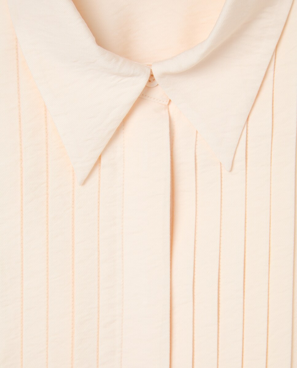 Camisa com Detalhe de Pregas Bege-6