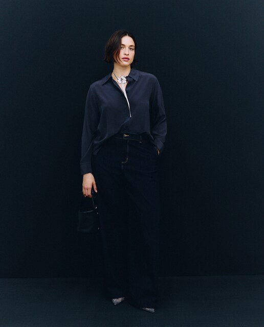 Imagen 0 de Camisa de seda manga larga de mujer