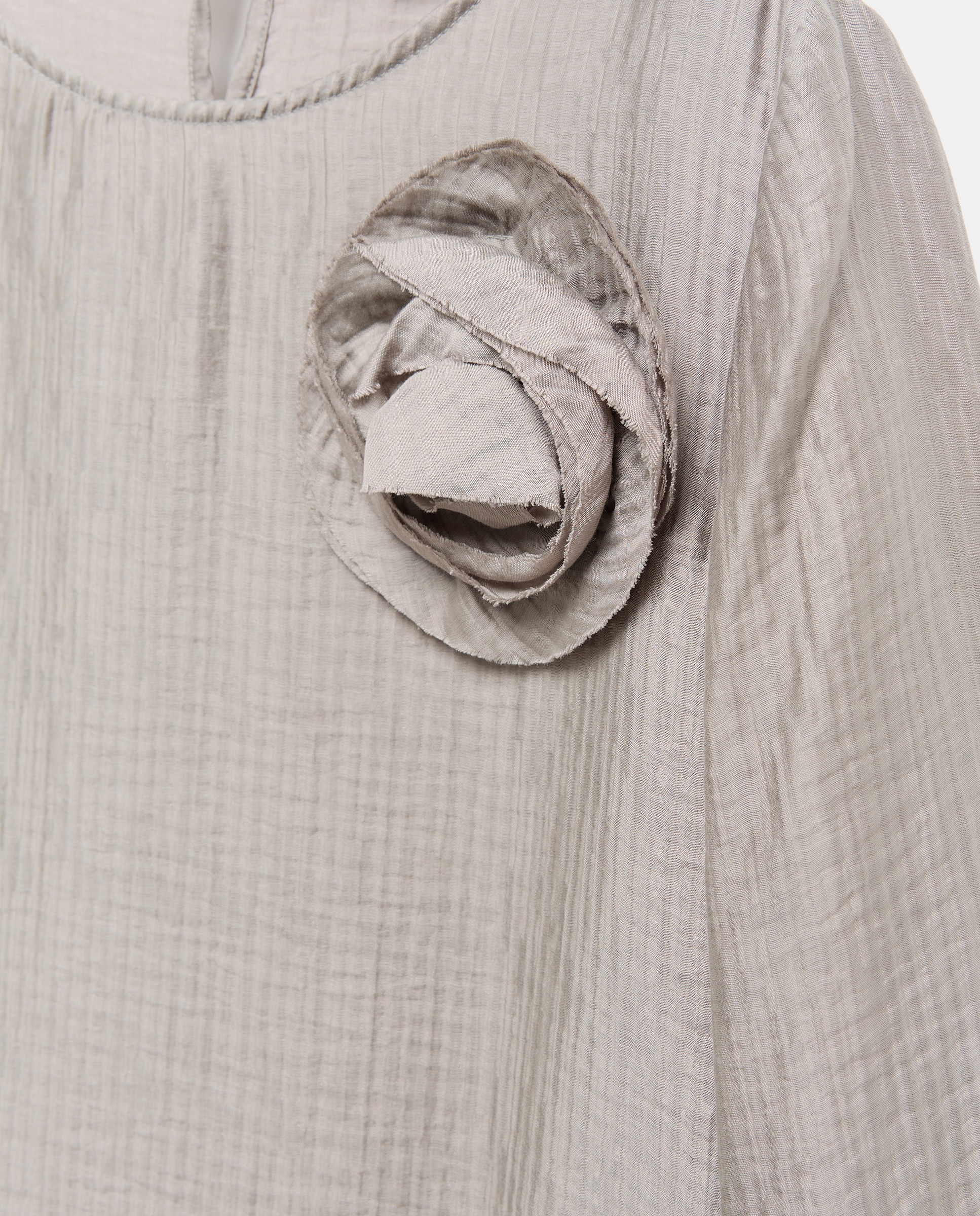 Camisa de mujer manga larga con flor - Couchel - 820 Gris medio 820 Gris medio-6