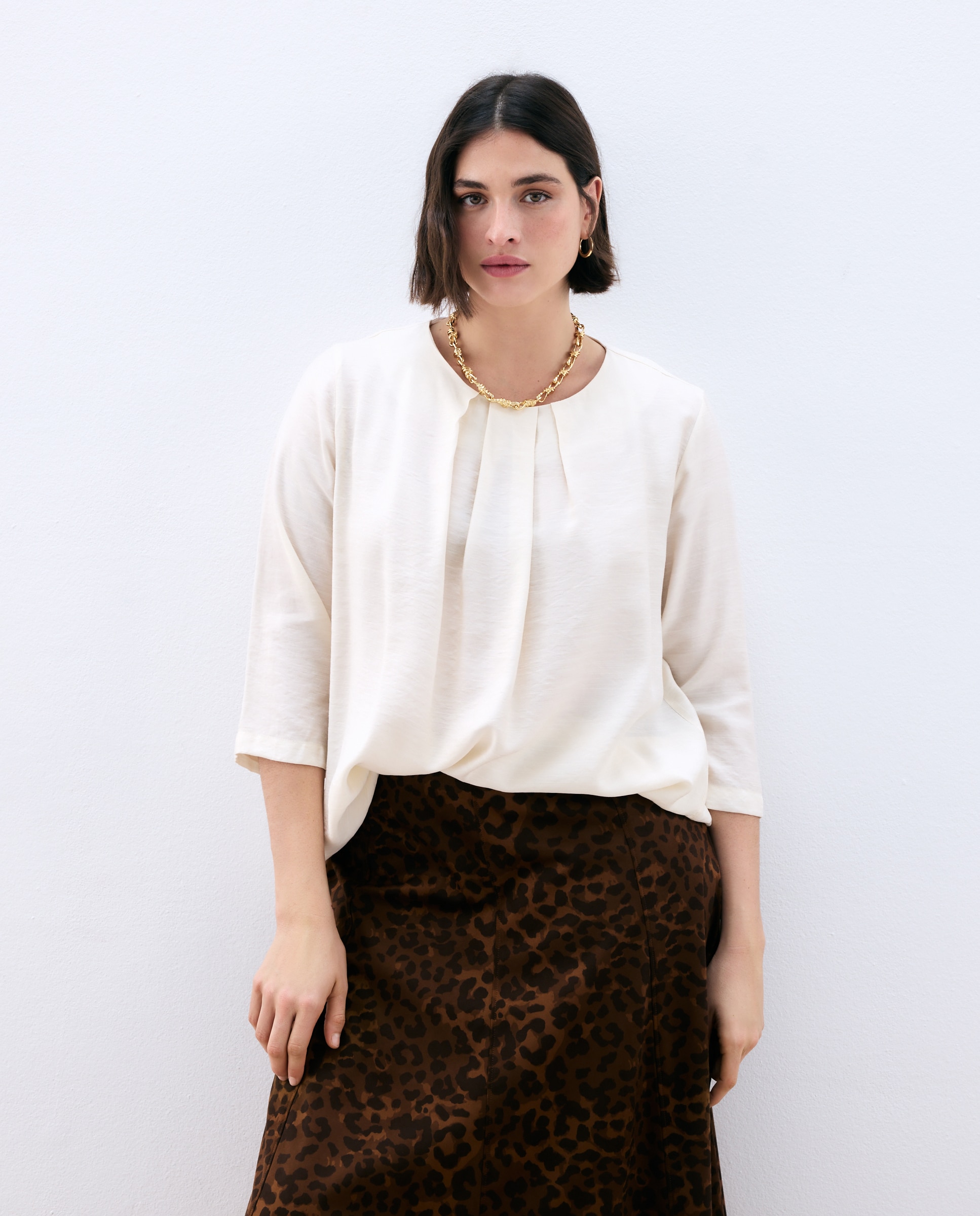 Imagen 2 de Blusa lisa de manga larga de mujer - Couchel - 120 Crudo 120 Crudo
