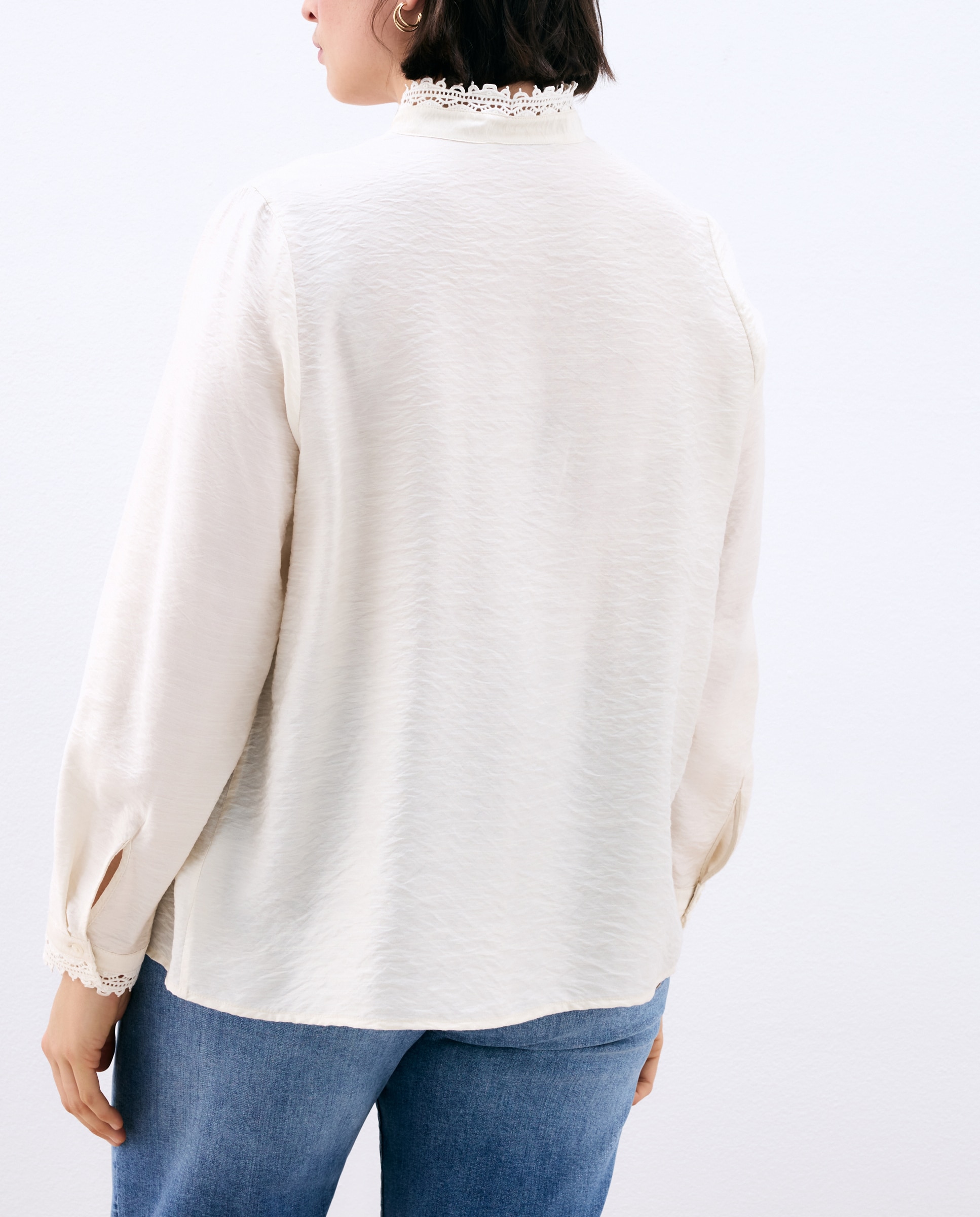 Blusa lisa de manga larga de mujer - Couchel - 120 Crudo 120 Crudo-3