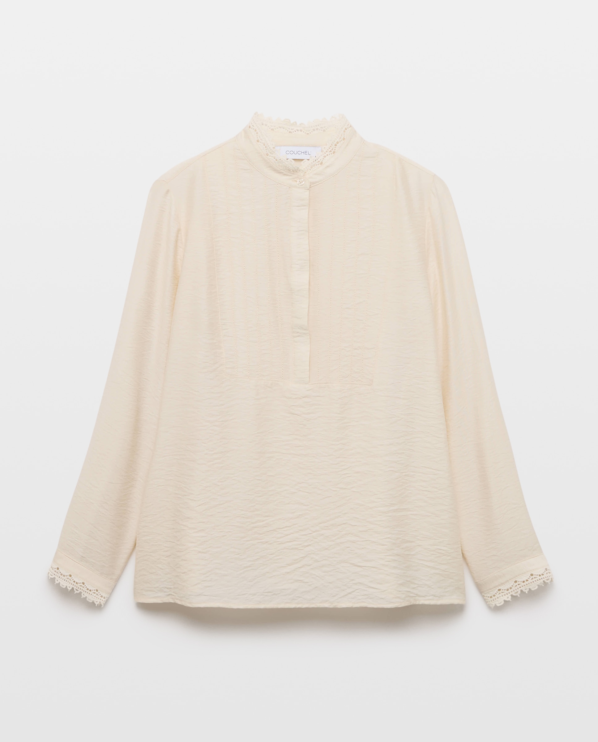 Blusa lisa de manga larga de mujer - Couchel - 120 Crudo 120 Crudo-4
