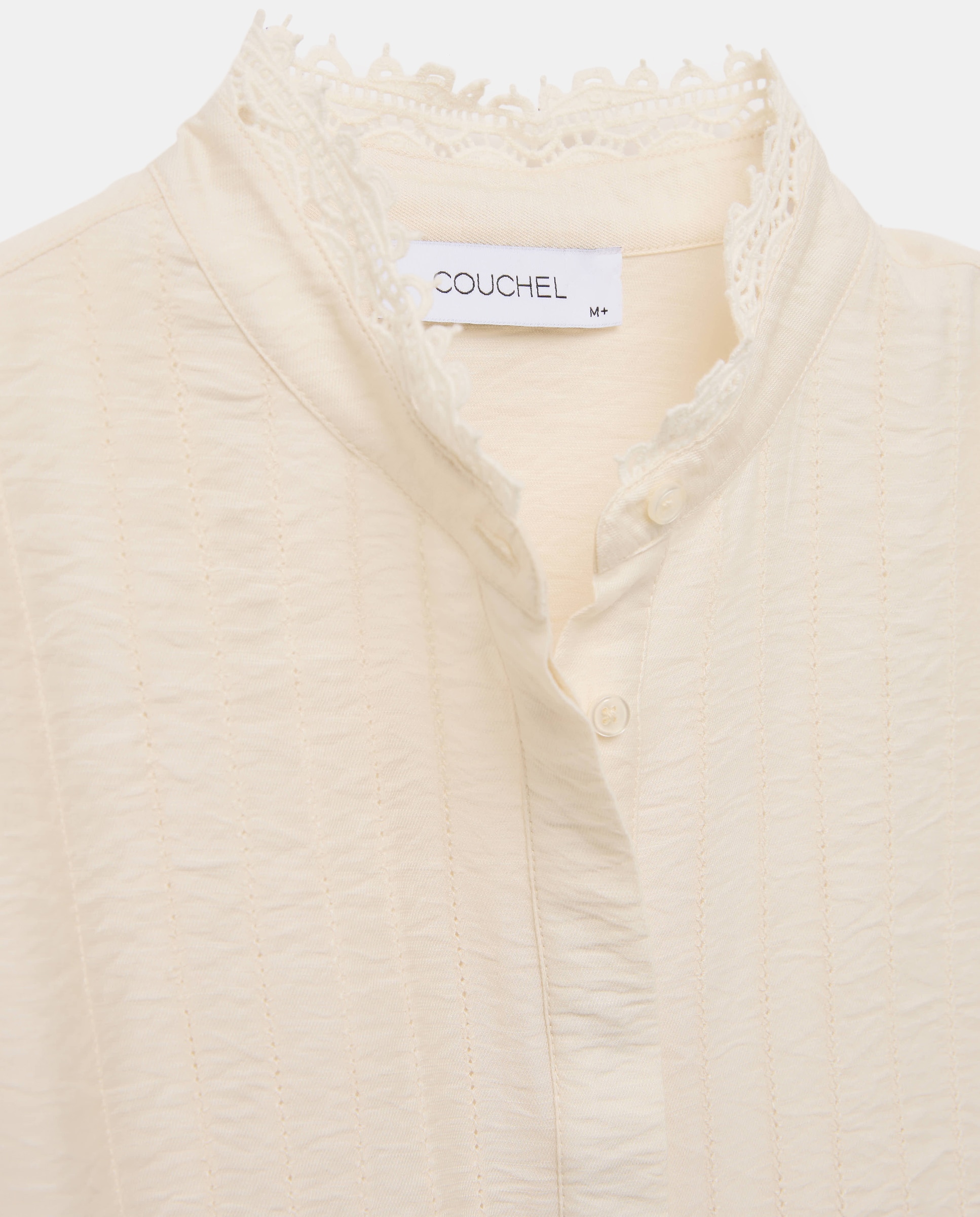 Blusa lisa de manga larga de mujer - Couchel - 120 Crudo 120 Crudo-5