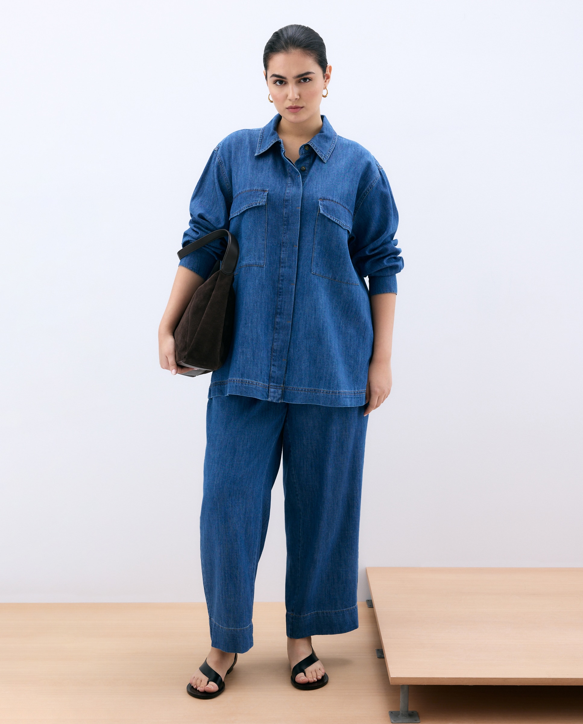 Blusa de Ganga com Manga Comprida Azul pálido-2