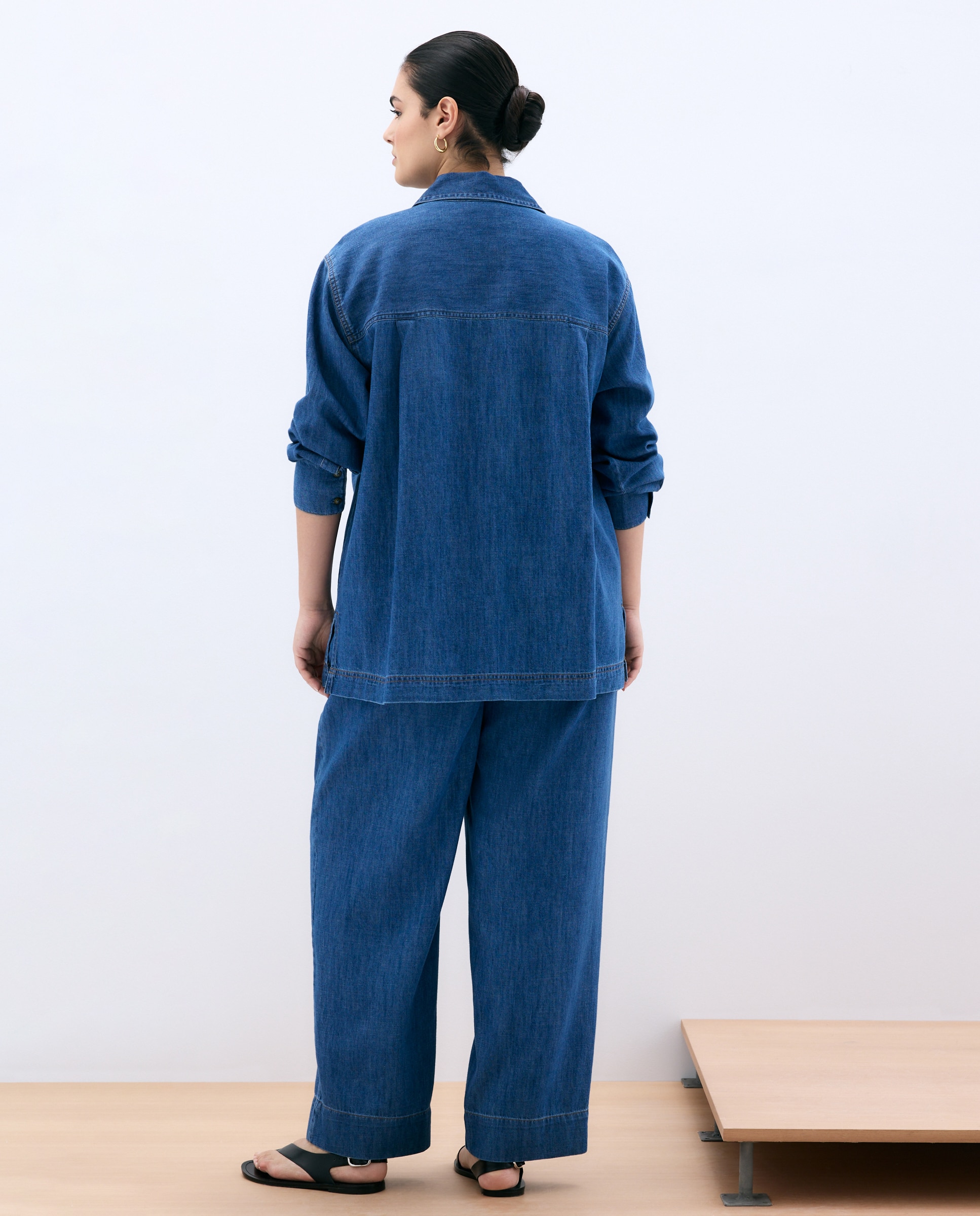 Blusa de Ganga com Manga Comprida Azul pálido-3