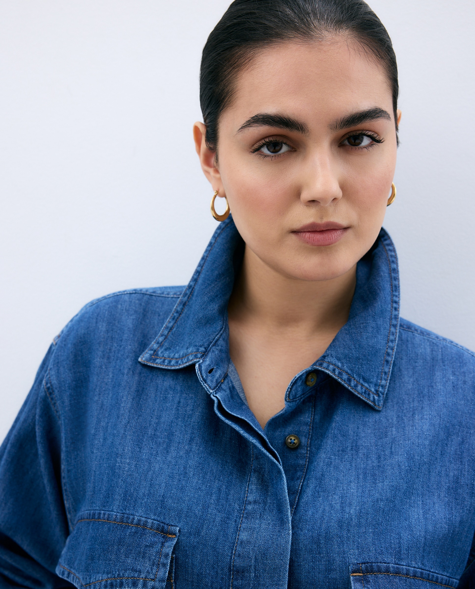 Blusa de Ganga com Manga Comprida Azul pálido-4