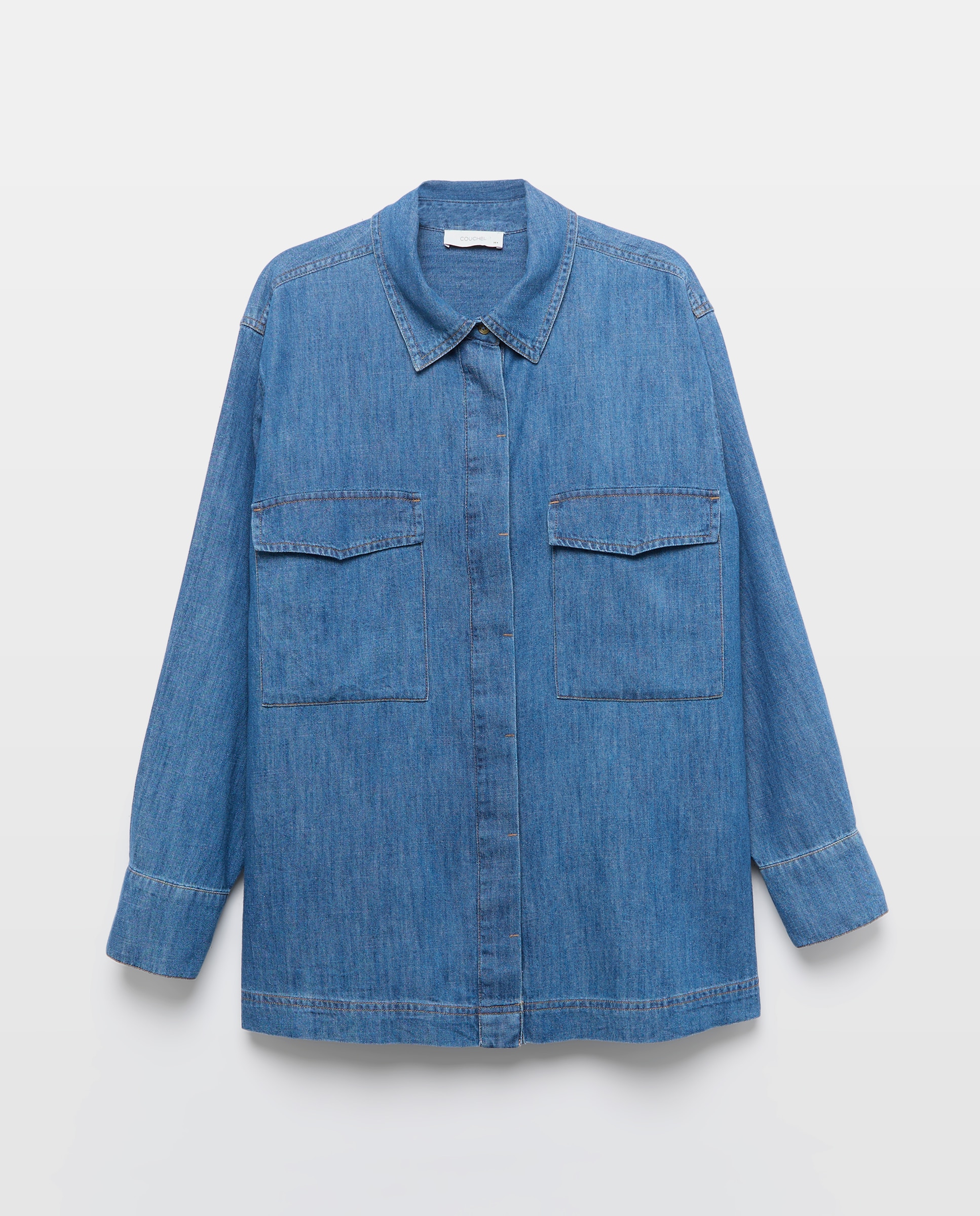 Blusa de Ganga com Manga Comprida Azul pálido-5