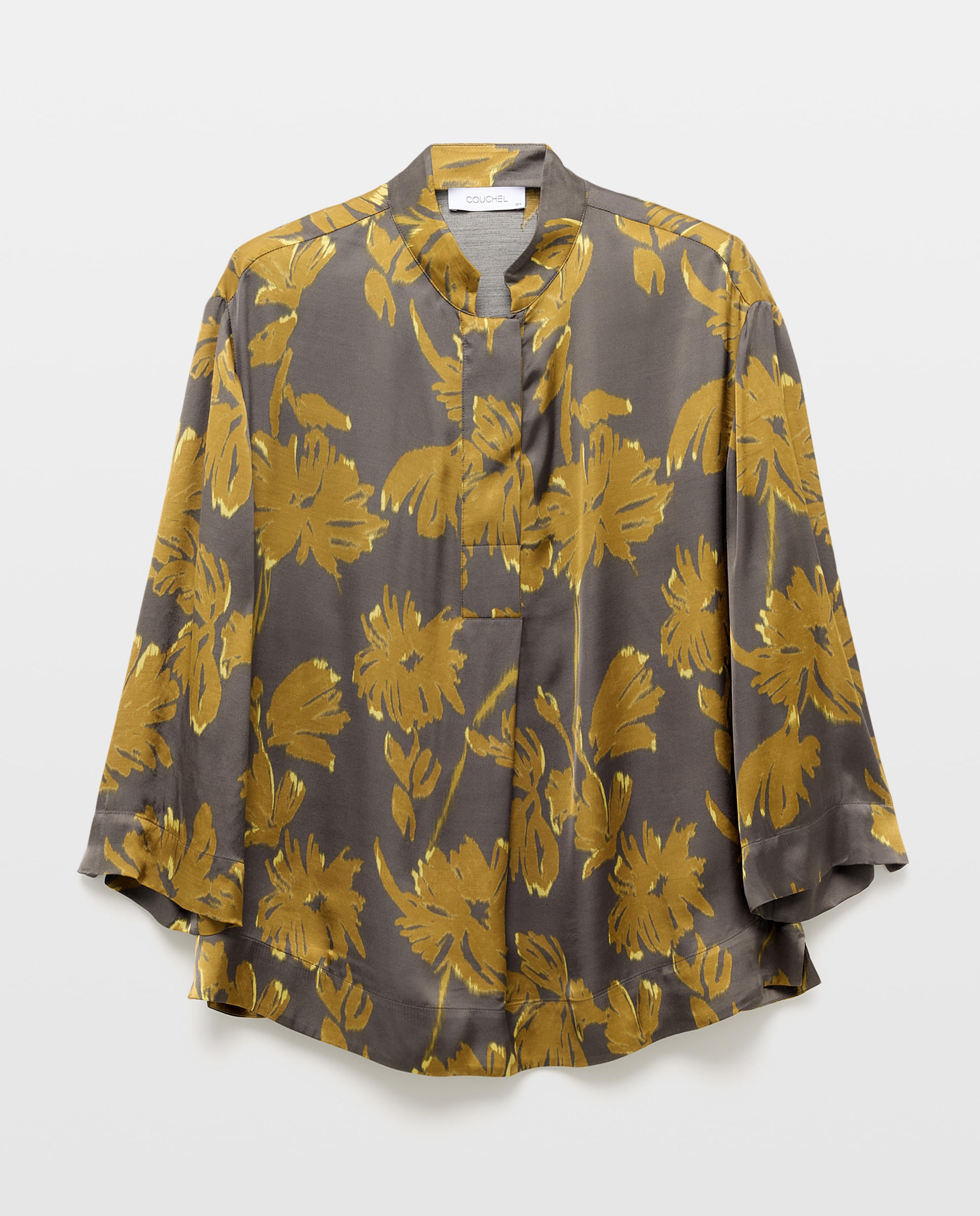 Blusa com Estampado Floral e Gola à Padre Verde-4