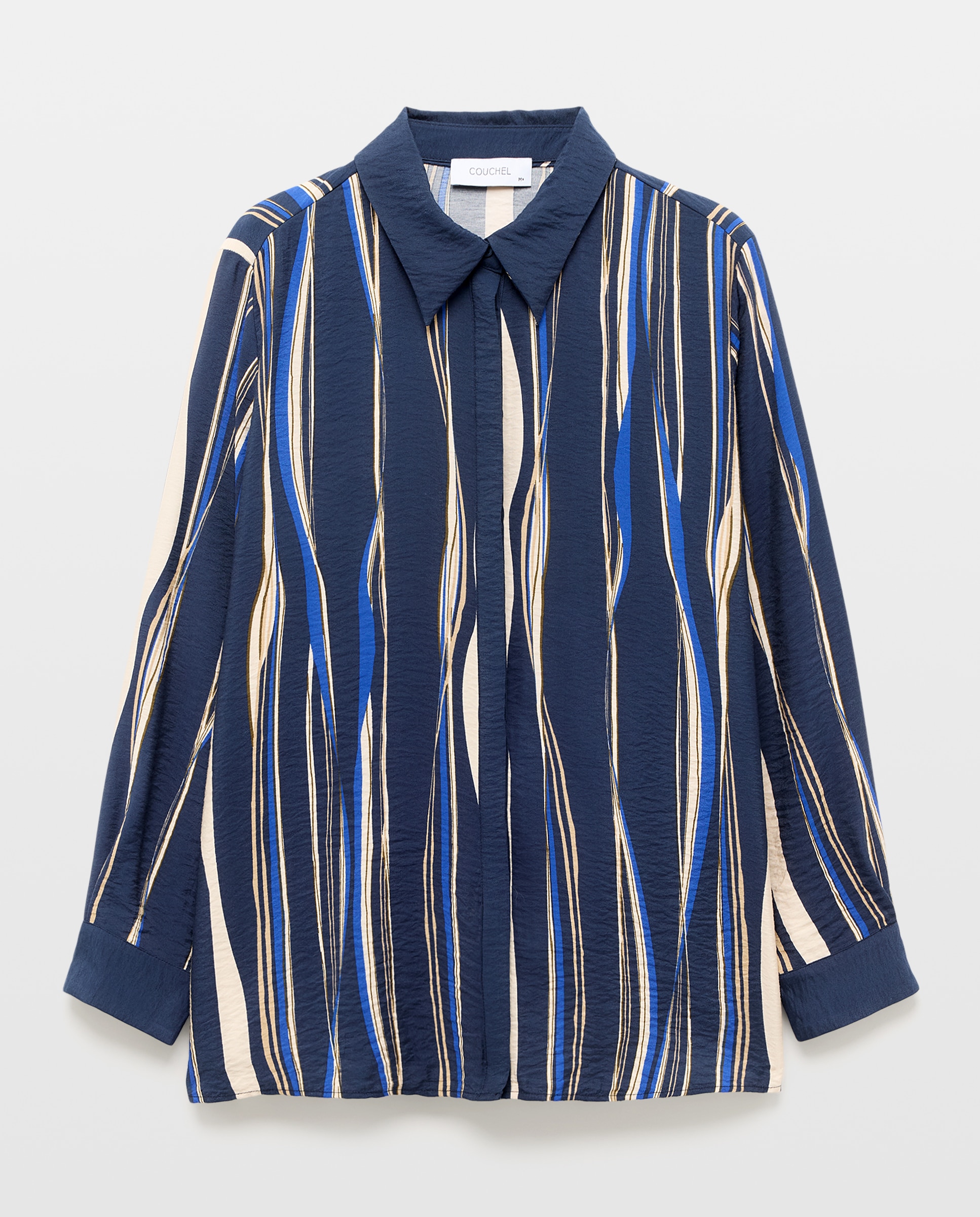 Camisa Estampada com Manga Comprida Azul-5