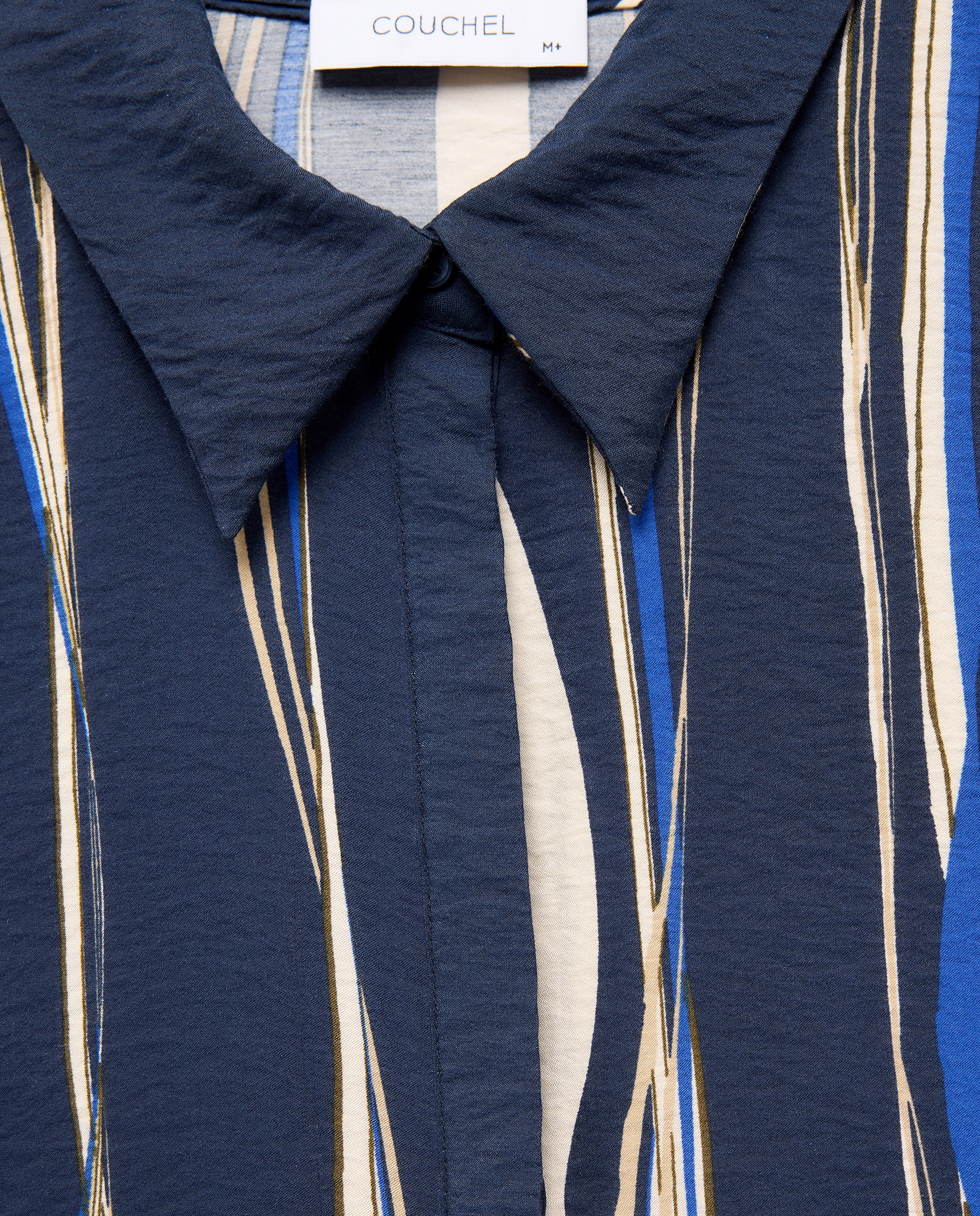 Camisa Estampada com Manga Comprida Azul-6