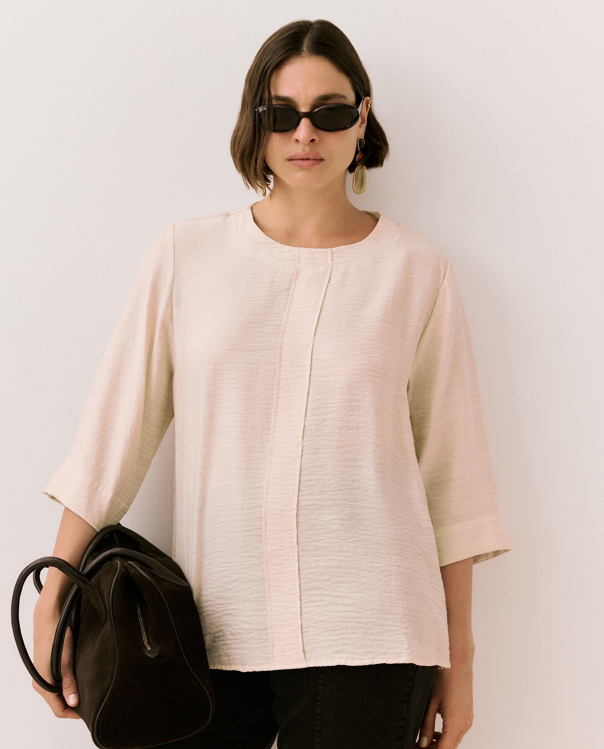 Top Liso com Manga 3/4 120 Cru-2