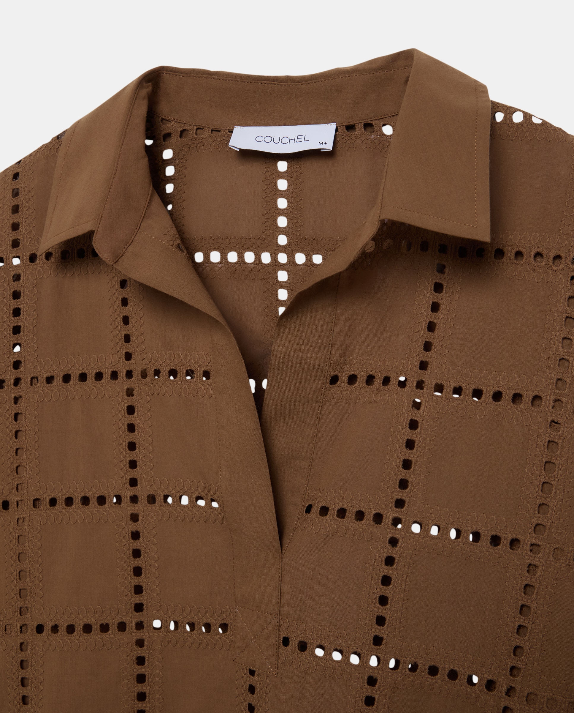Camisa Tipo Polo com Manga Comprida e Bordados Torrado-5