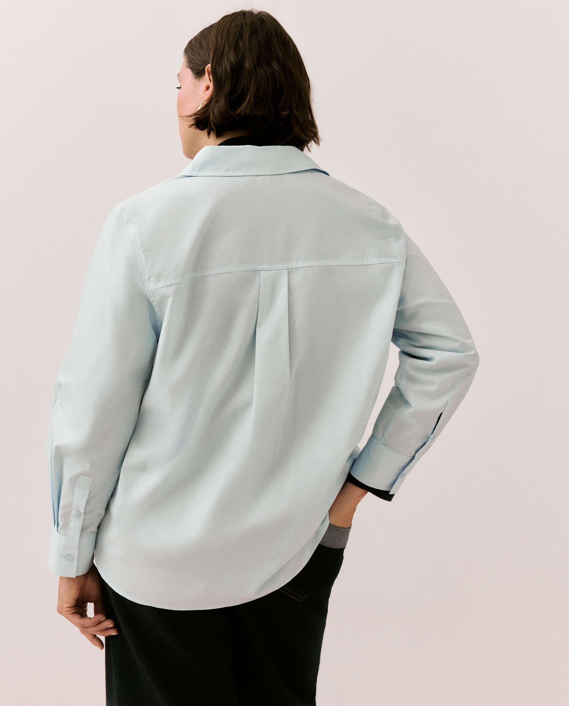 Camisa Básica de Popelina 410 Azul Claro-3