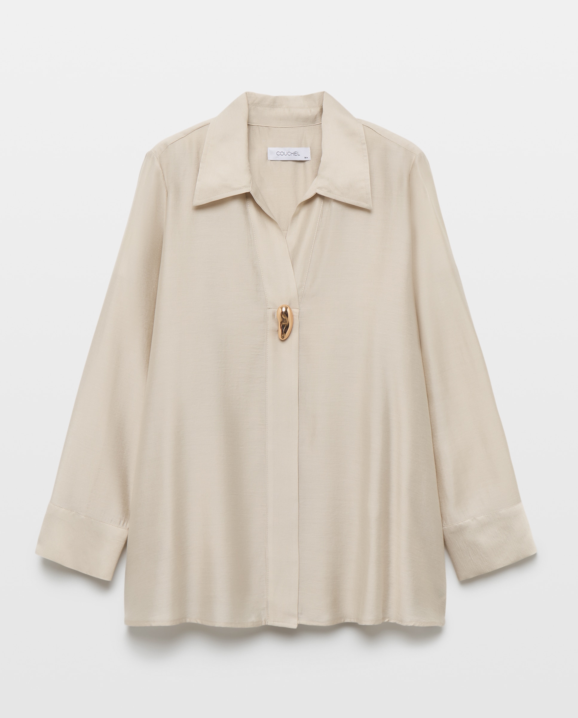 Camisa manga larga lisa de mujer - Couchel - 850 Piedra 850 Piedra-5
