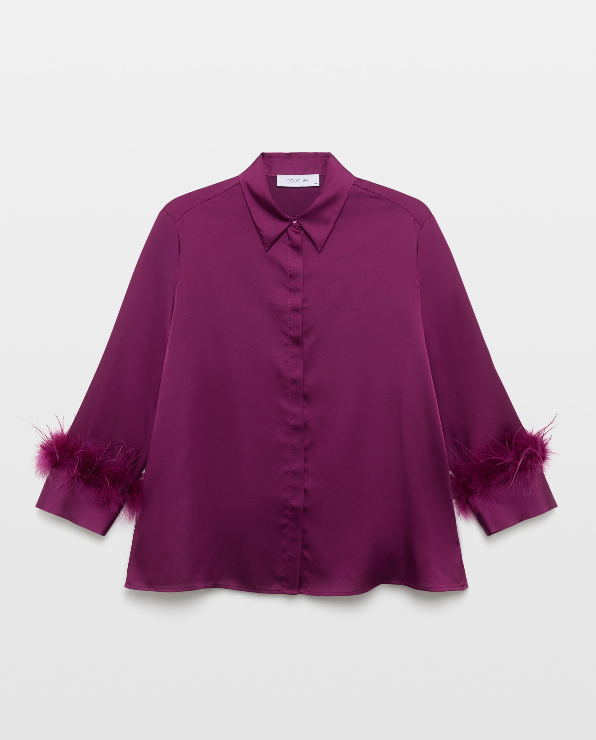 Blusa camisera de mujer con detalle de plumas - Couchel - Buganvilla Buganvilla-4