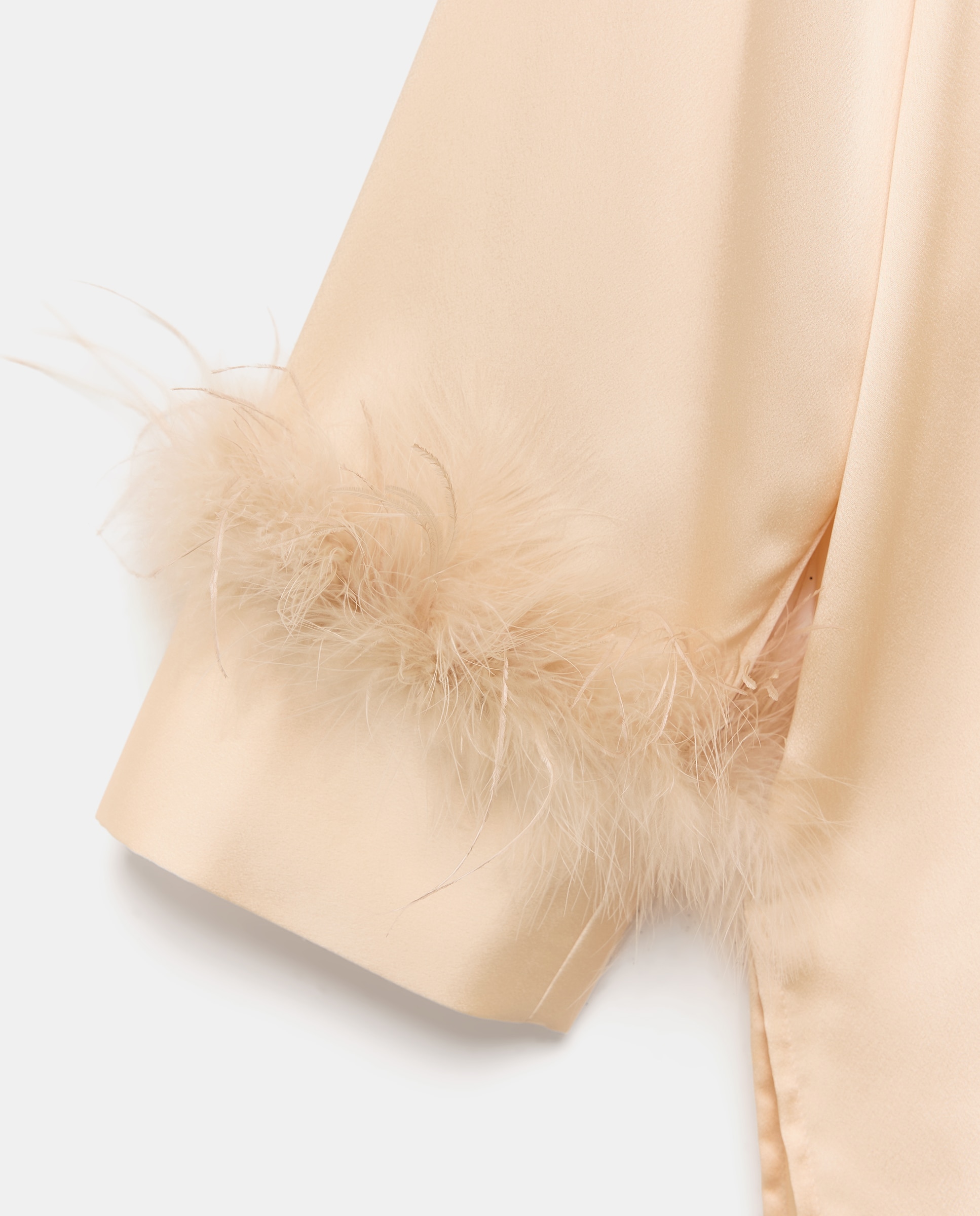 Blusa camisera de mujer con detalle de plumas - Couchel - 120 Crudo 120 Crudo-2