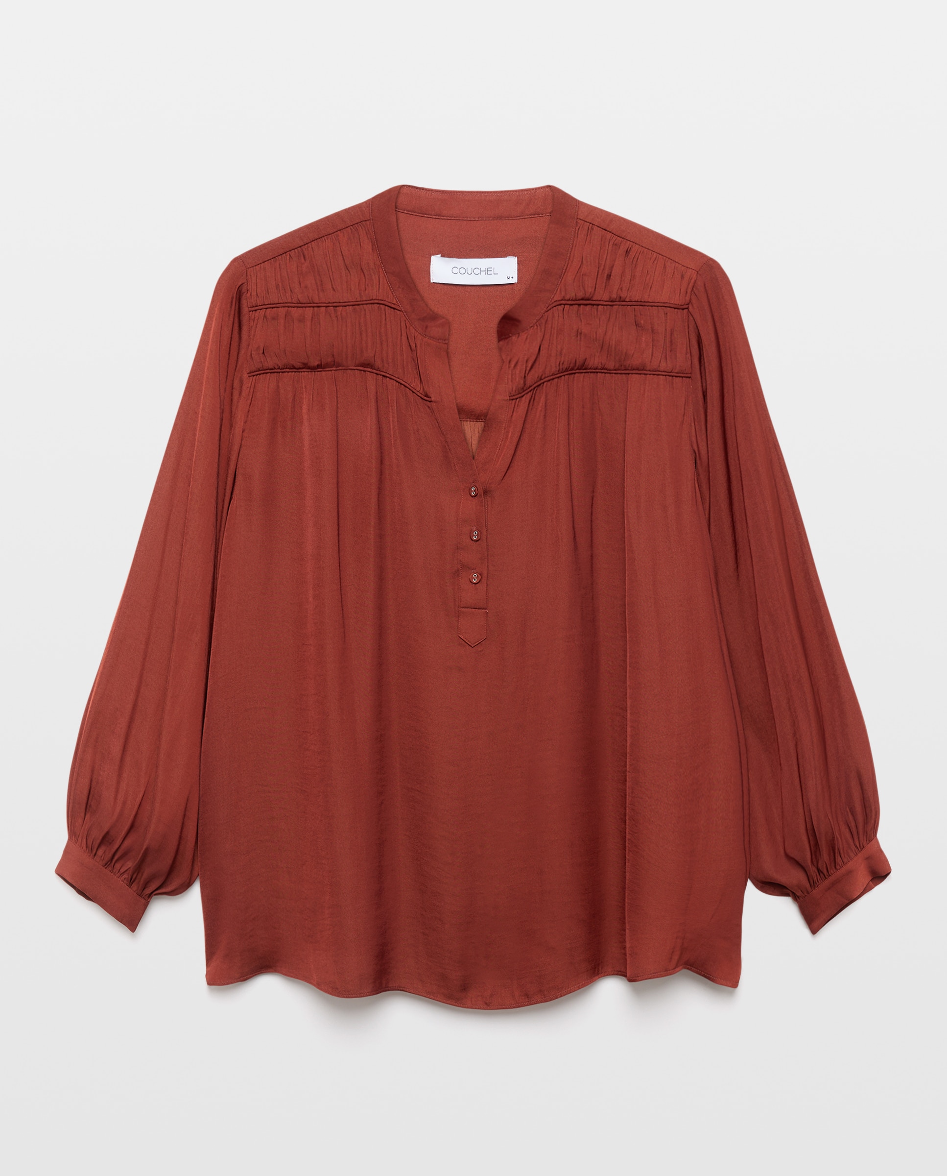 Imagem 0 de Blusa Acetinada com Pregas no Ombro