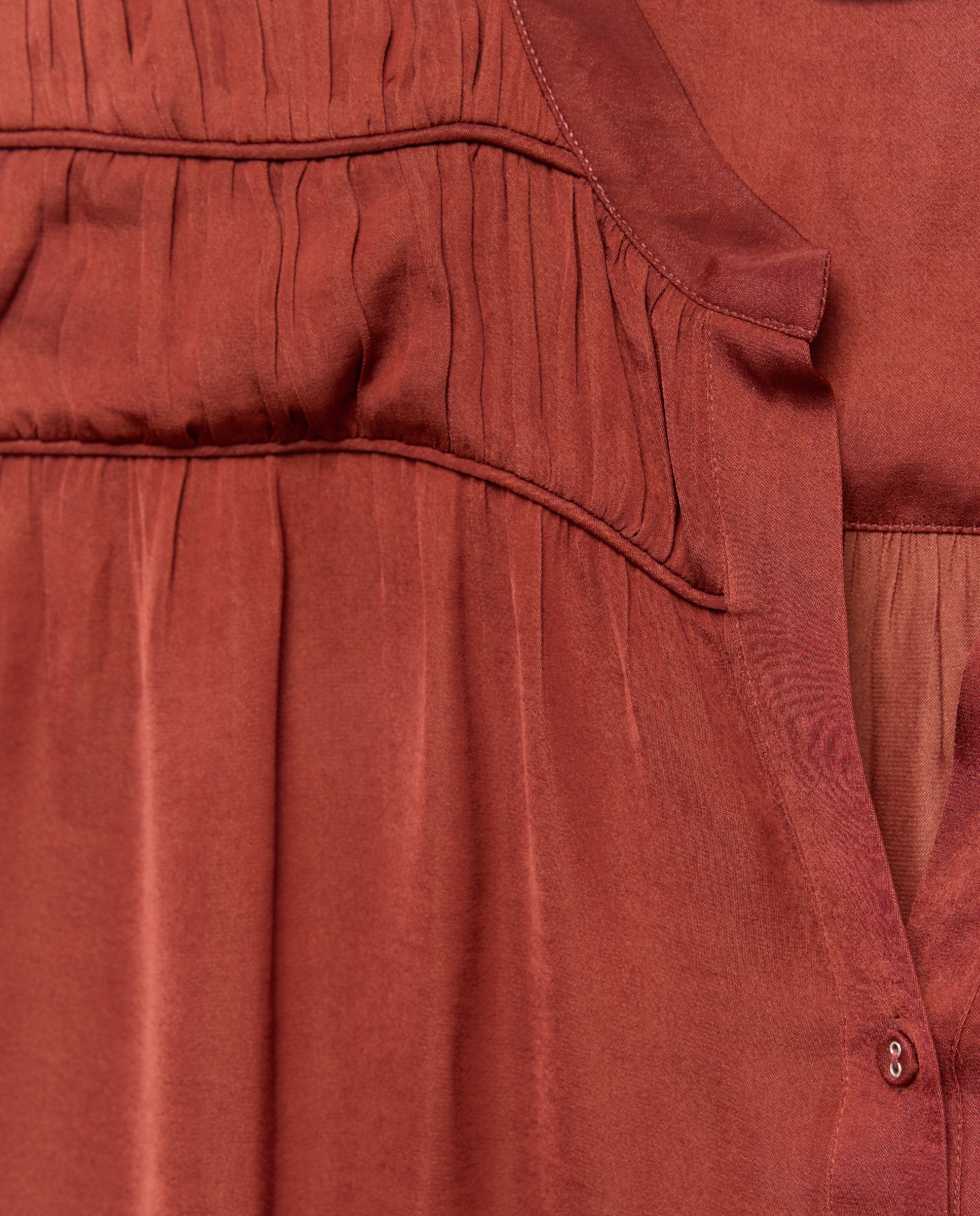 Blusa Acetinada com Pregas no Ombro Laranja-queimado-2