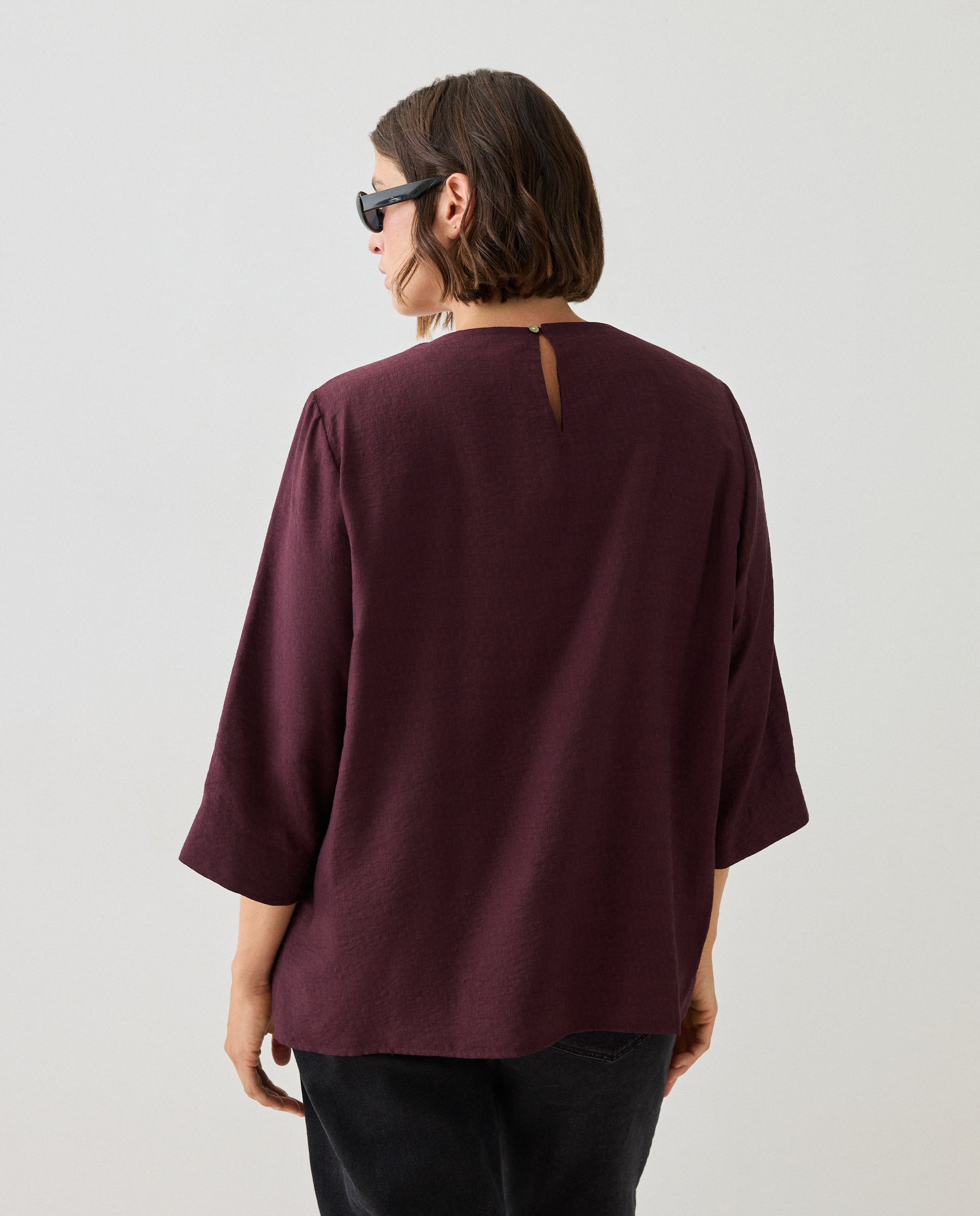 Top liso de manga francesa de mujer - Couchel - Burdeos Burdeos-3