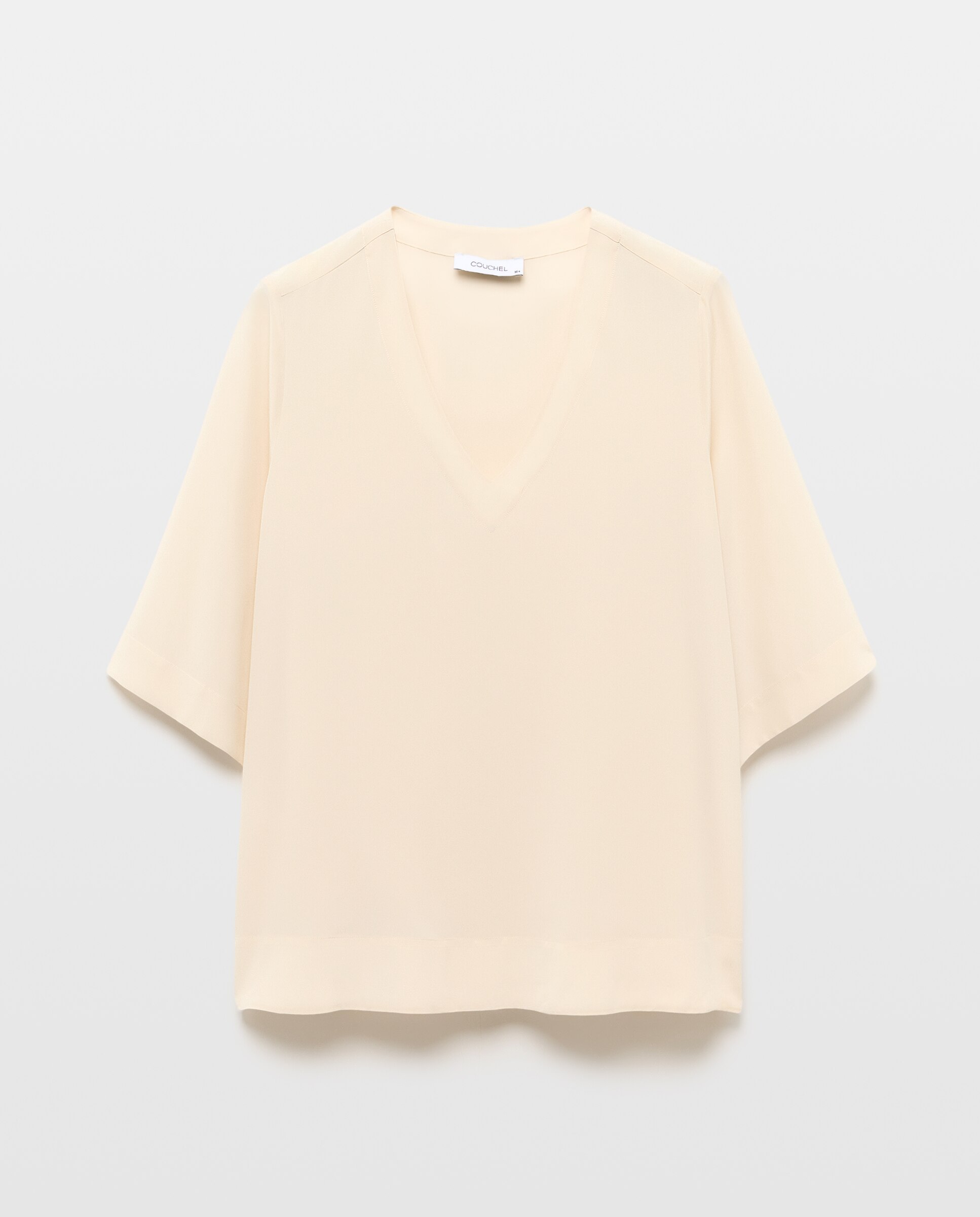 Imagen 5 de Top de mujer de seda con cuello pico - Couchel - 120 Crudo 120 Crudo