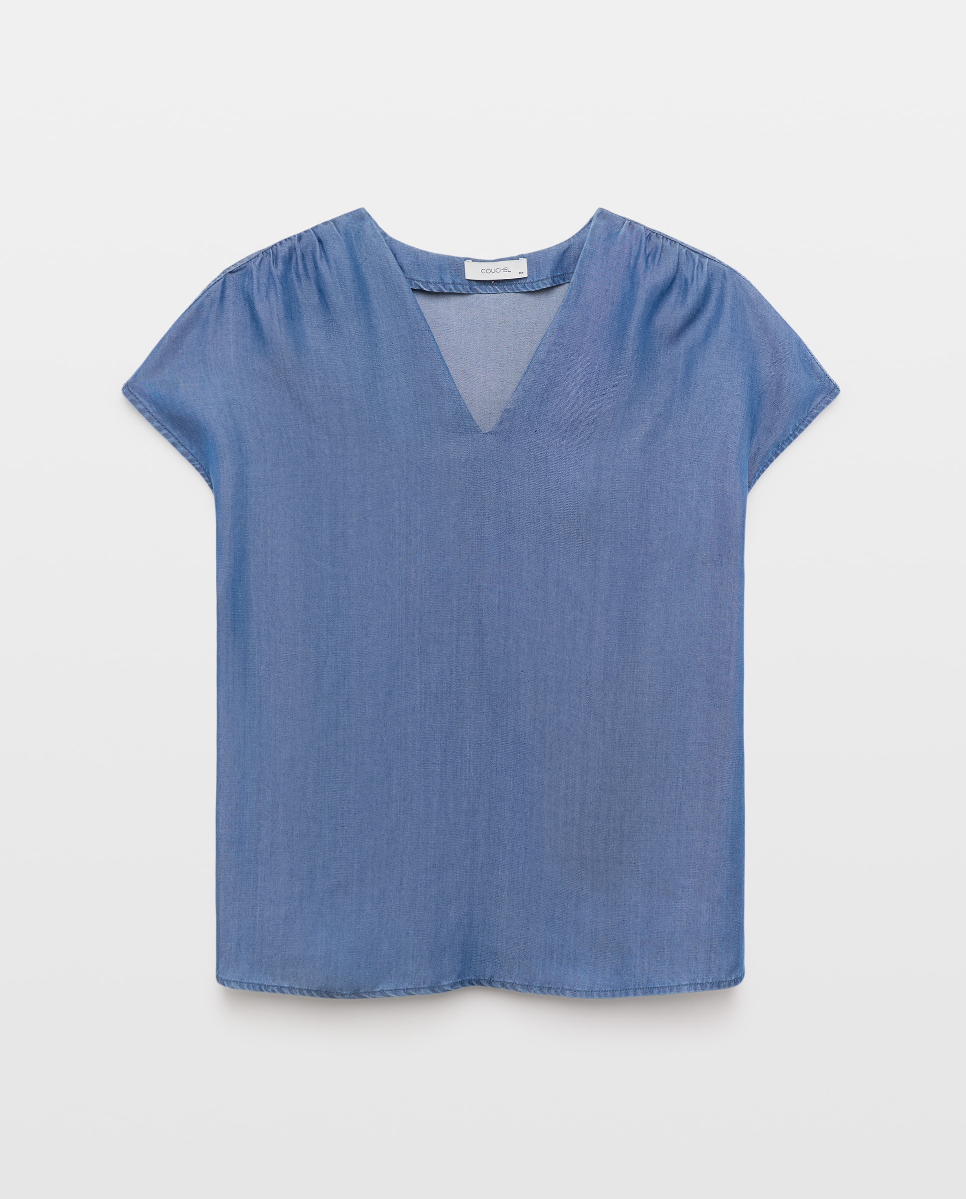 Blusa Lisa com Manga Curta 400 Azul-4