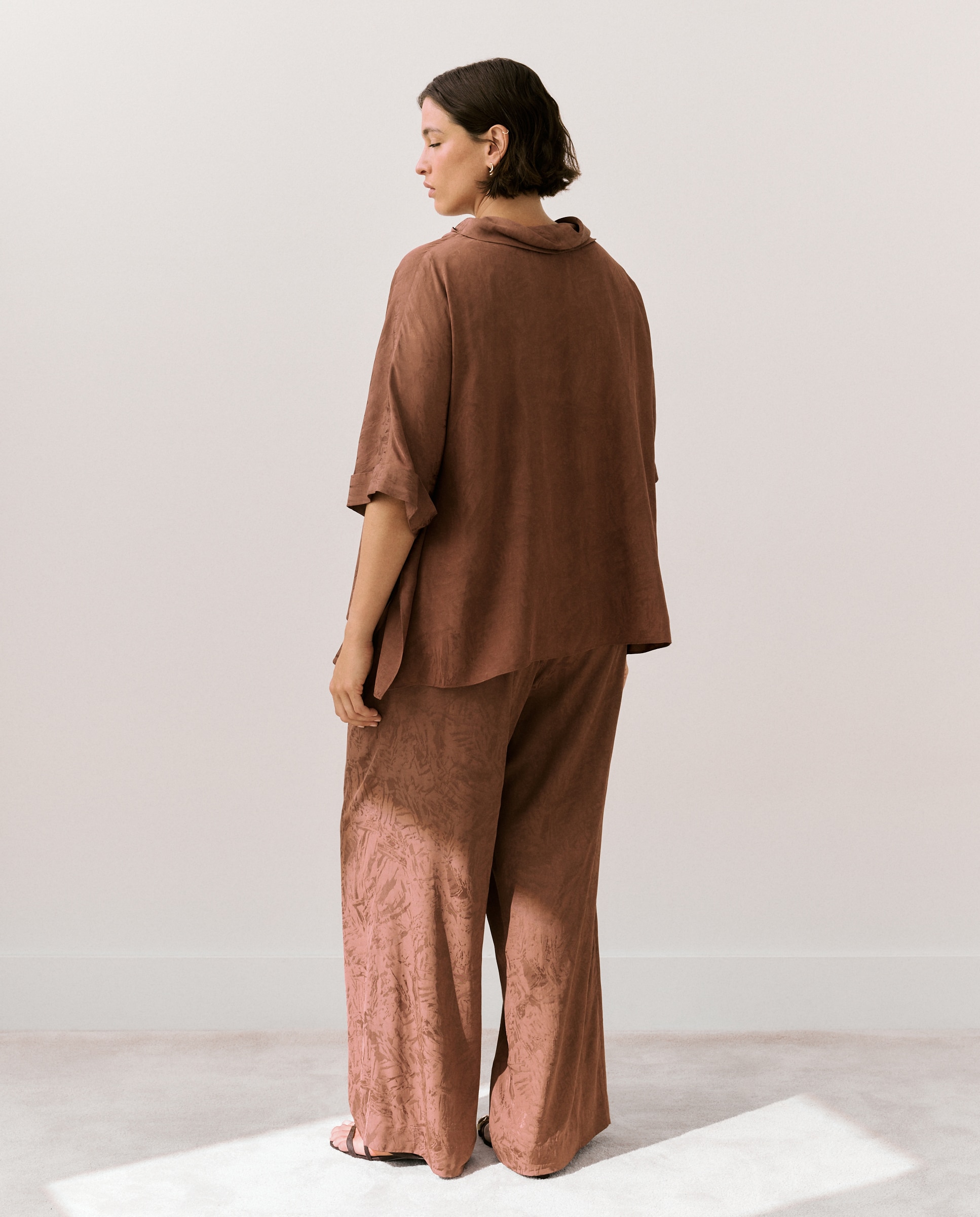 Blusa manga corta de mujer en jacquard - Couchel - 770 Terracota 770 Terracota-4