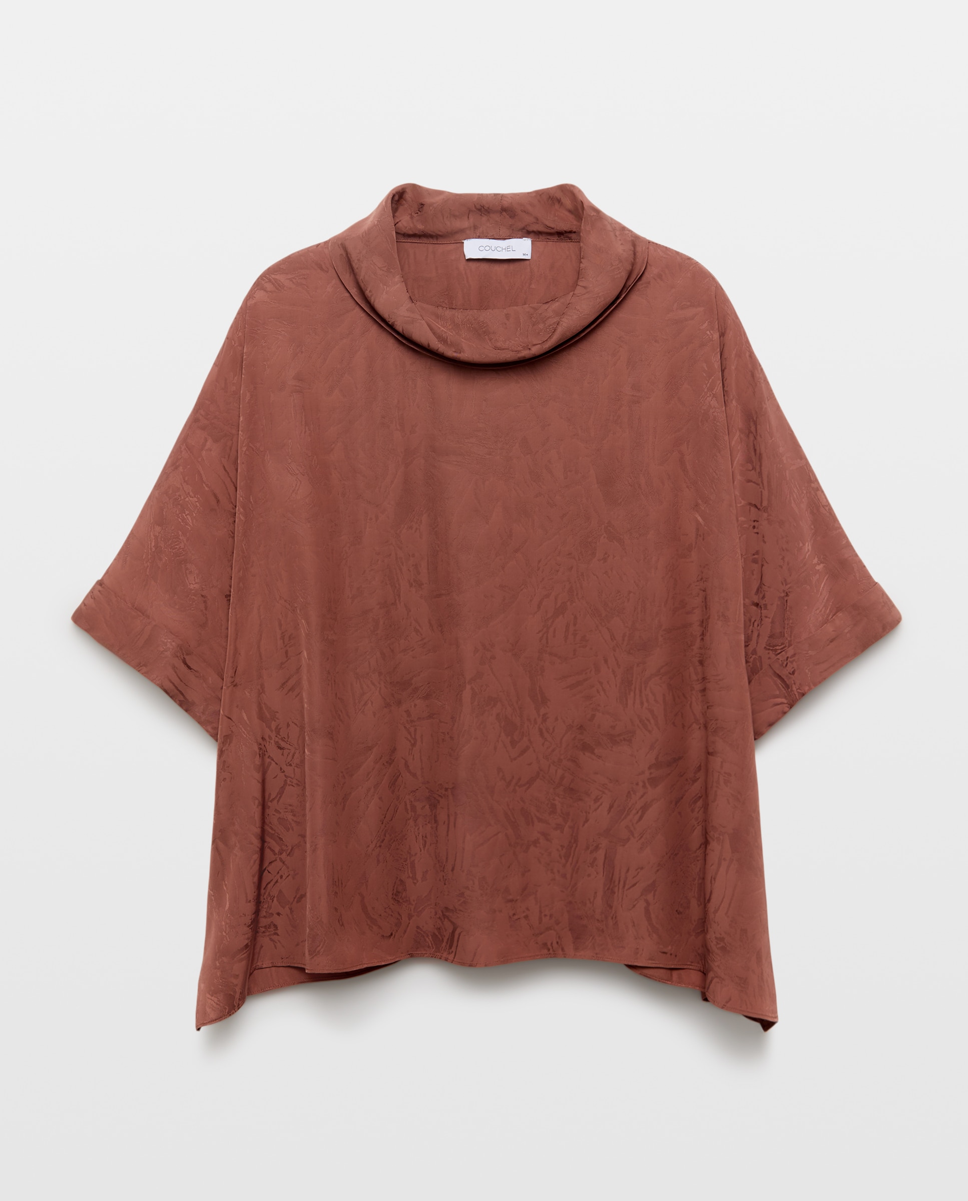 Blusa manga corta de mujer en jacquard - Couchel - 770 Terracota 770 Terracota-5