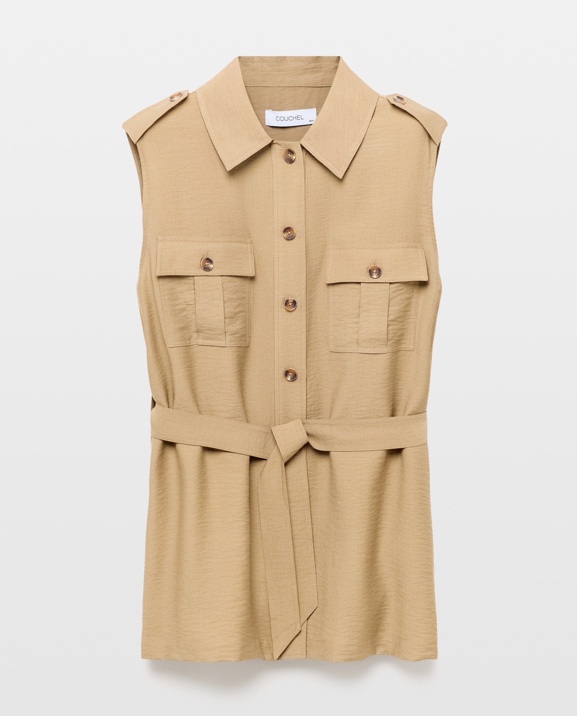 Sobrecamisa sem Mangas e com Cinto 730 Camel-4